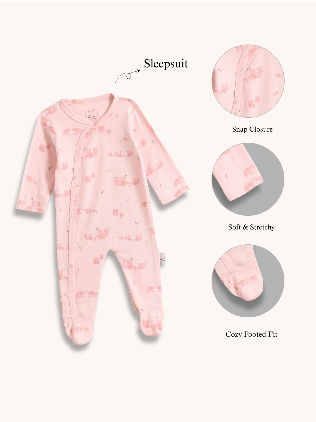 Pink Elephant Newborn Baby Set