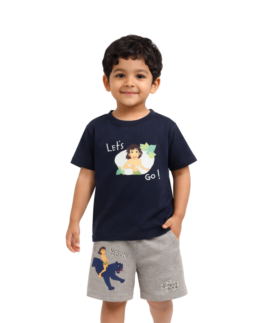 Navy Blue Jungle Book “Let’s Go!” Kids T- Shirt and Shorts Set