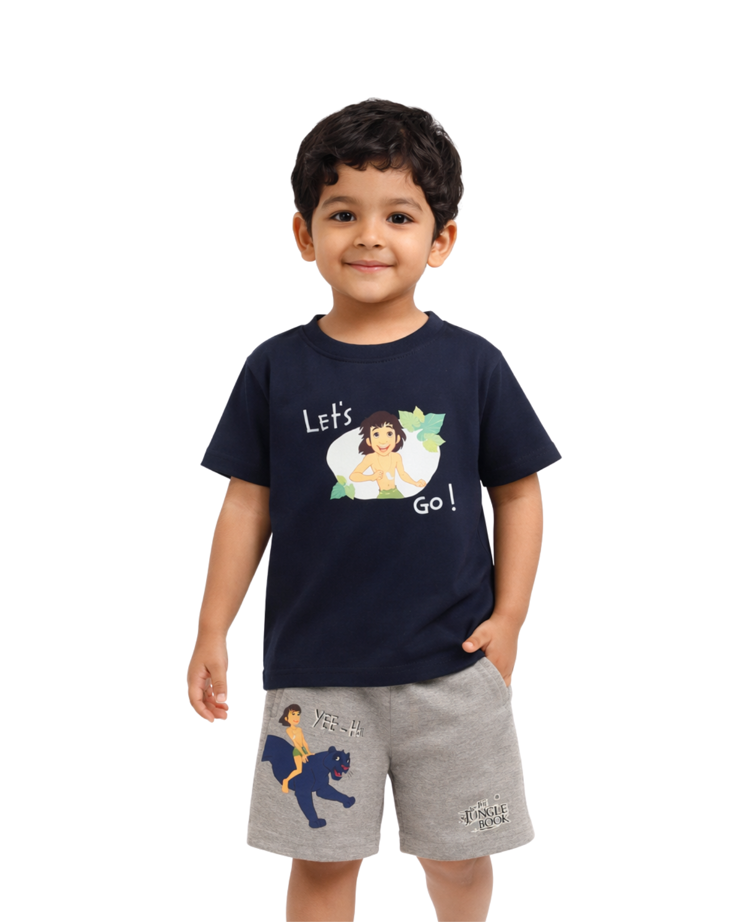 Navy Blue Jungle Book “Let’s Go!” Kids T- Shirt and Shorts Set
