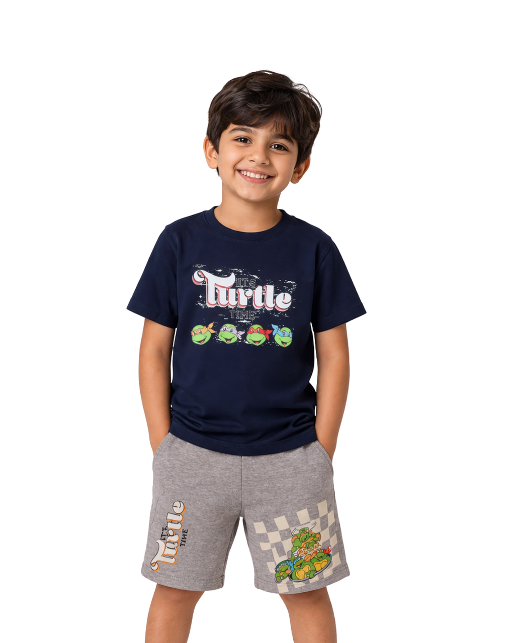Navy Blue TMNT Turtle Time Kids T- Shirt and Shorts Set