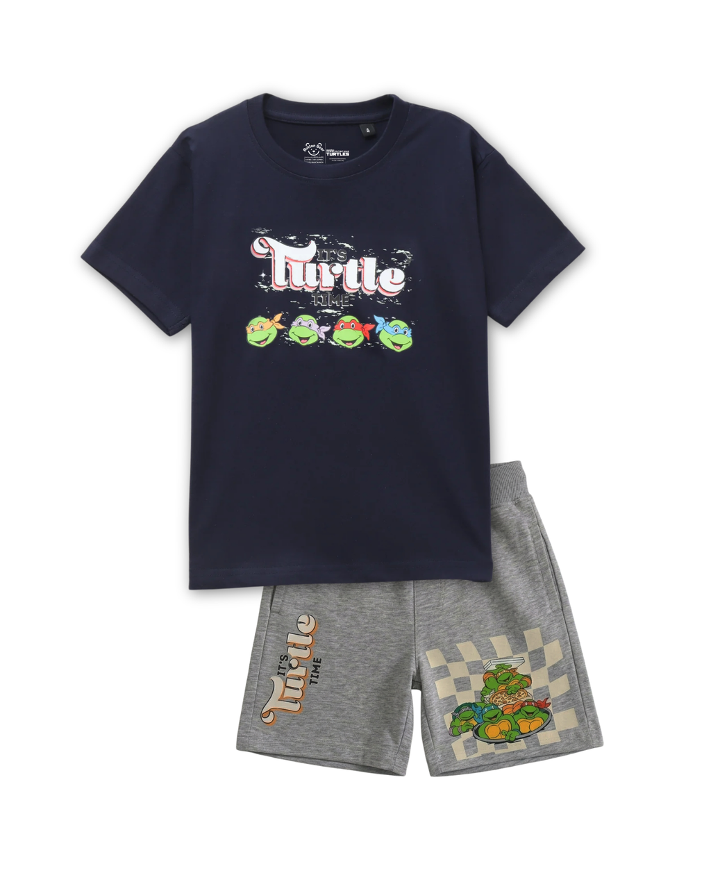 Navy Blue TMNT Turtle Time Kids T- Shirt and Shorts Set