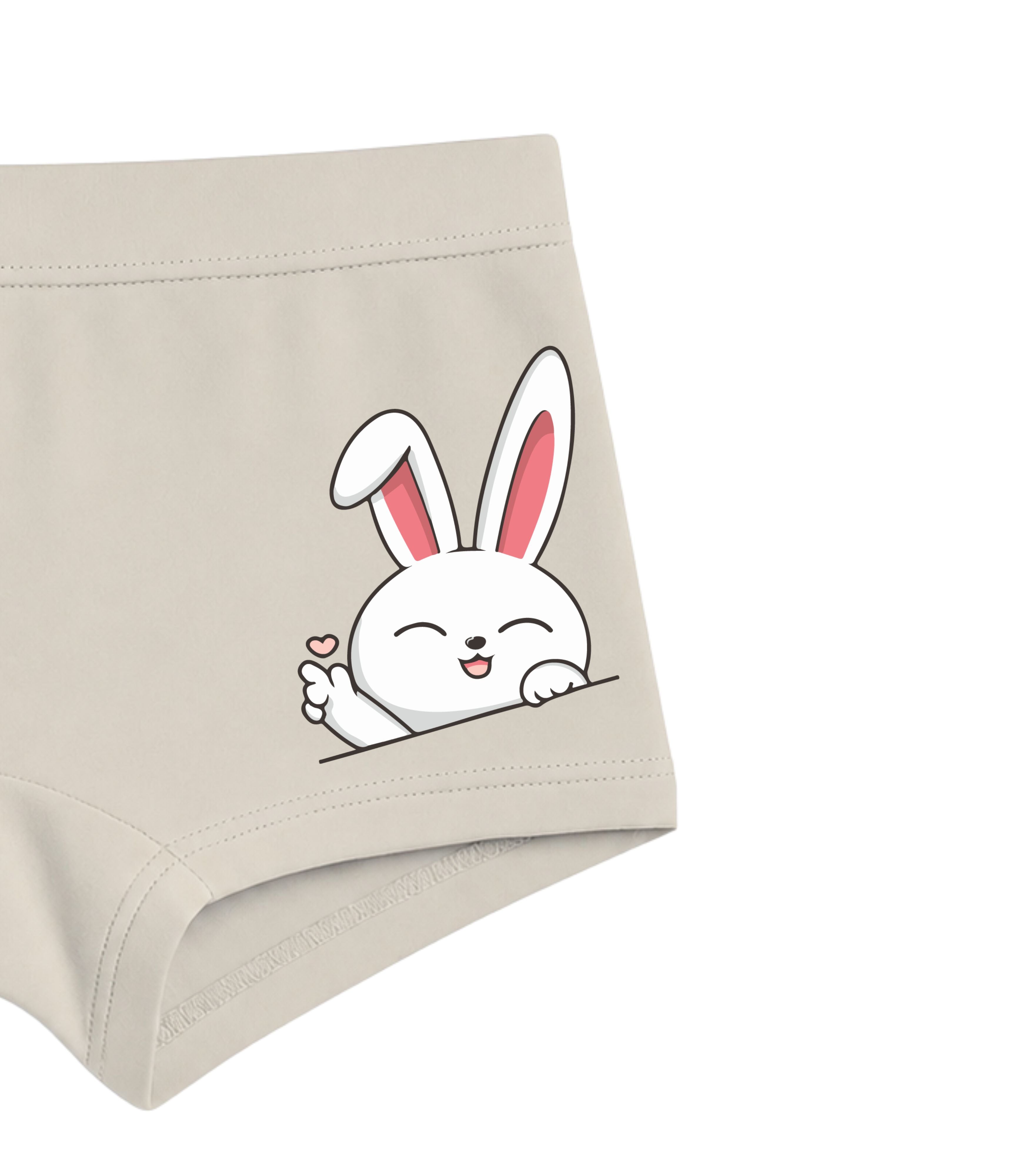 Beige Cute Bunny Peeking Love Girls Trunk Panty