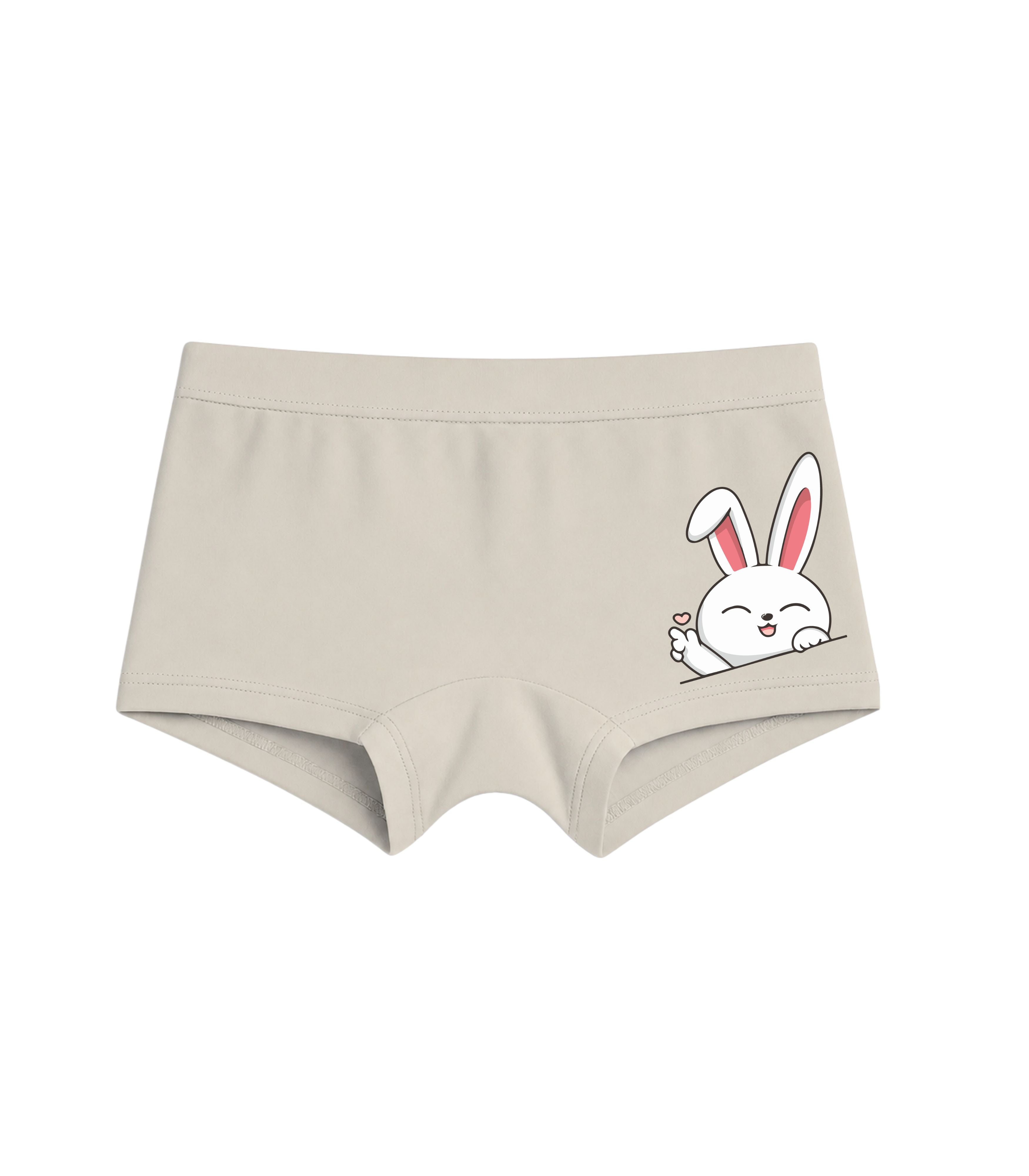Beige Cute Bunny Peeking Love Girls Trunk Panty