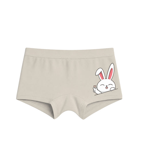 Beige Cute Bunny Peeking Love Girls Trunk Panty