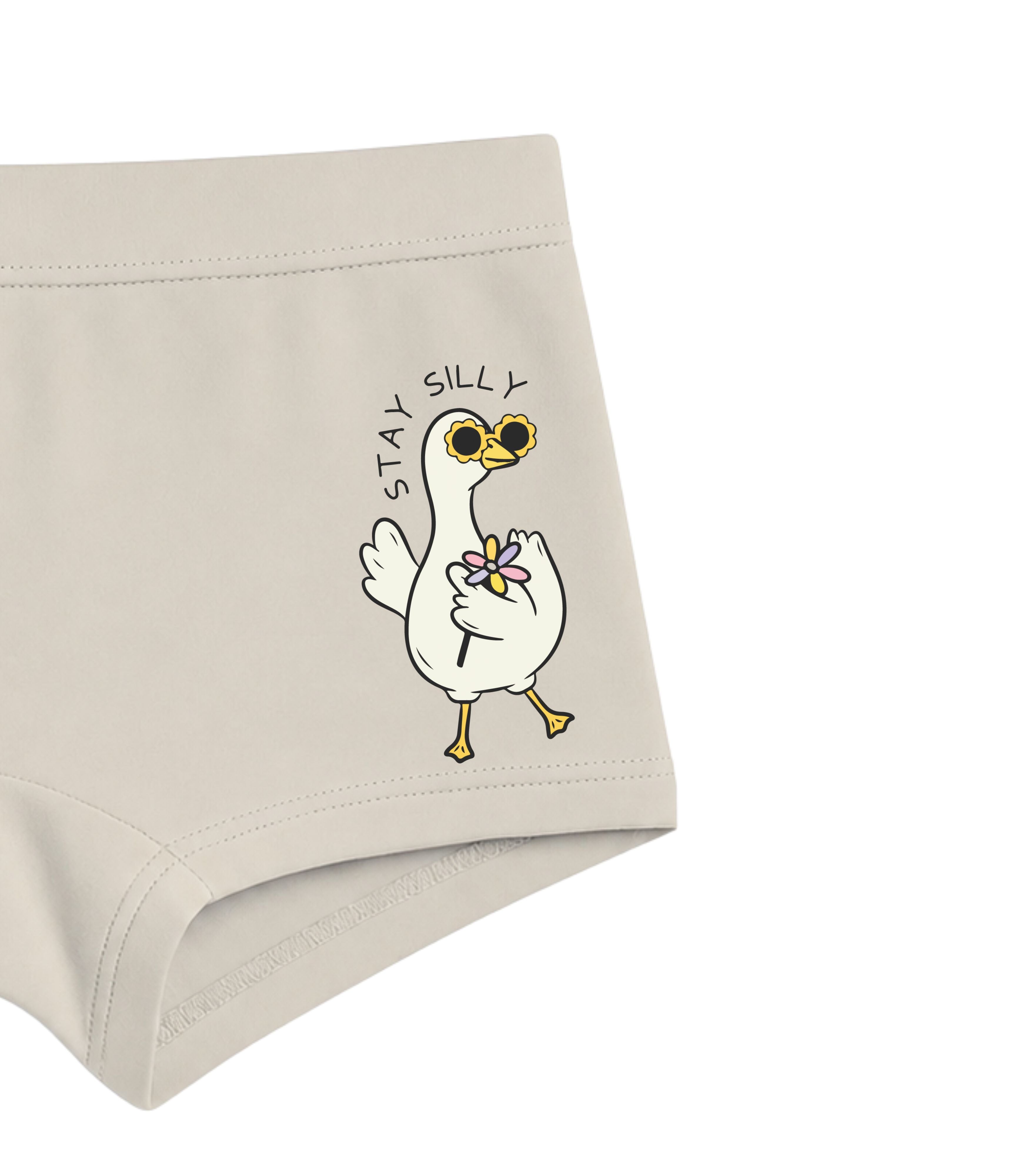 Beige Stay Silly Chick Flower Girls Trunk Panty