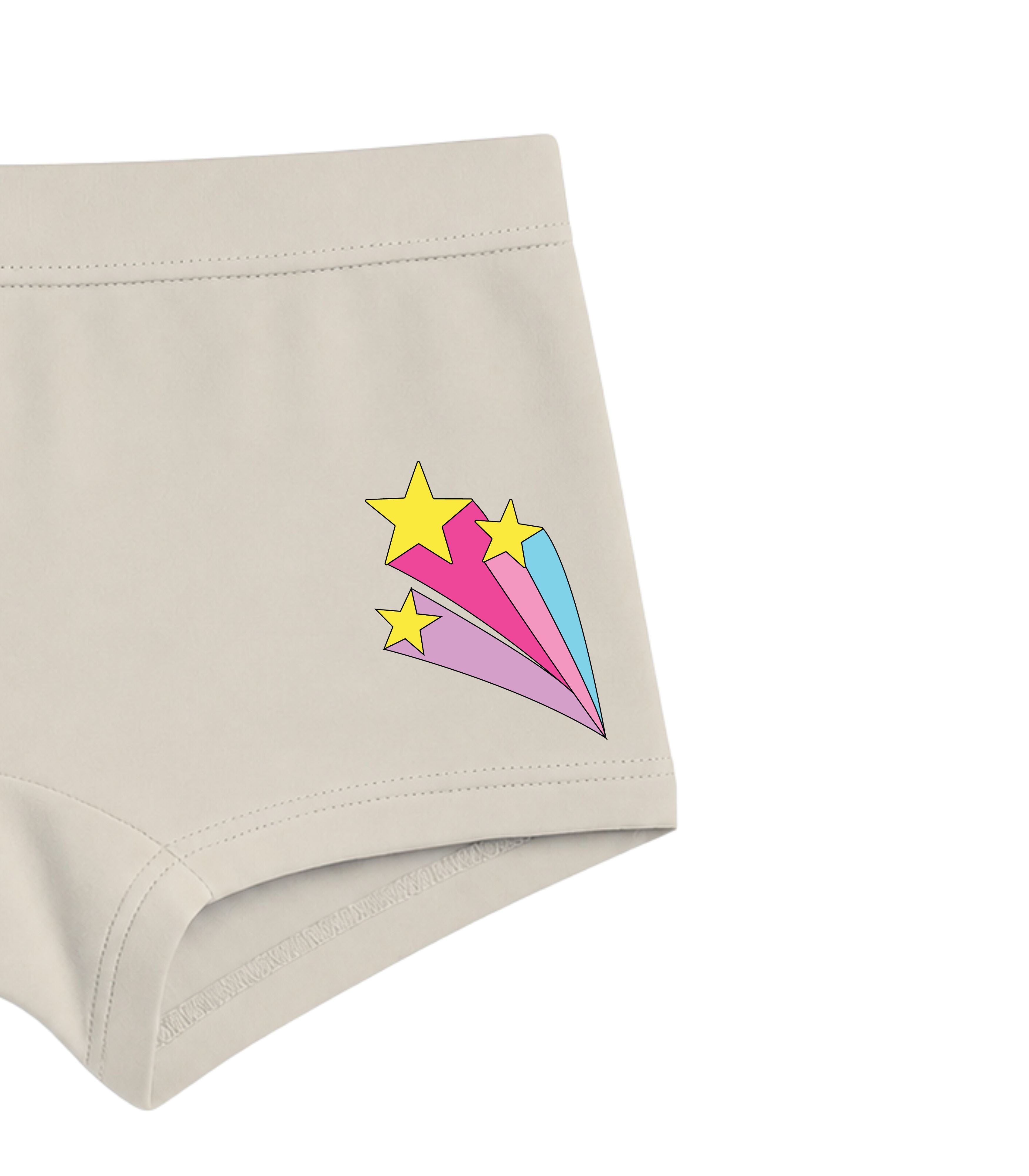 Beige Colorful Shooting Stars Girls Trunk Panty