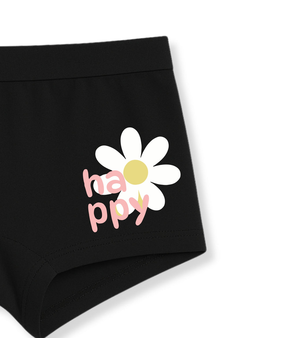 Black Happy Daisy Cute Girls Trunk Panty