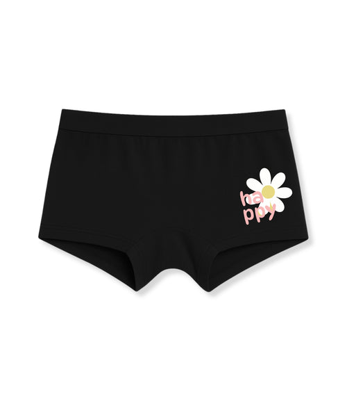 Black Happy Daisy Cute Girls Trunk Panty