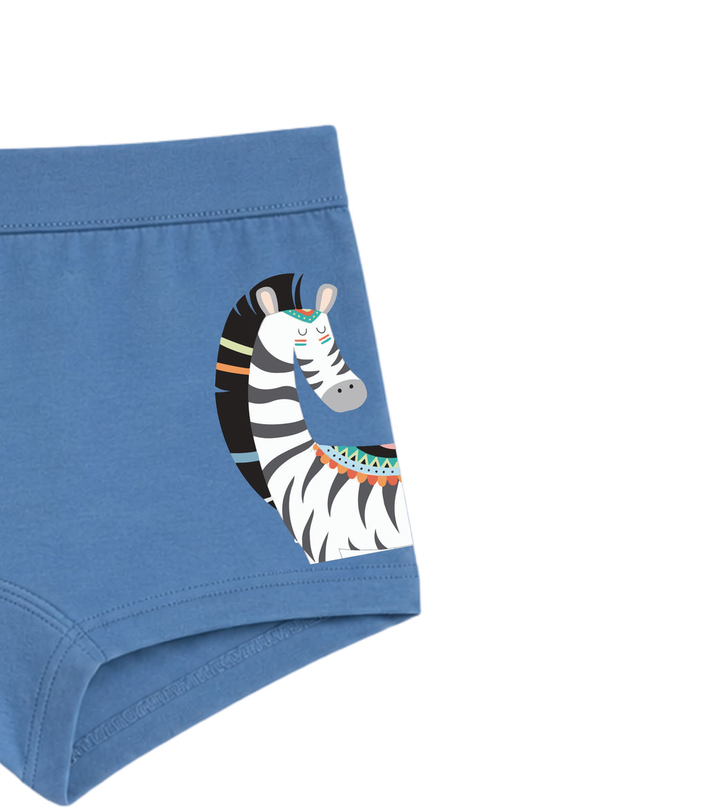 Blue Tribal Zebra Safari Girls Trunk Panty