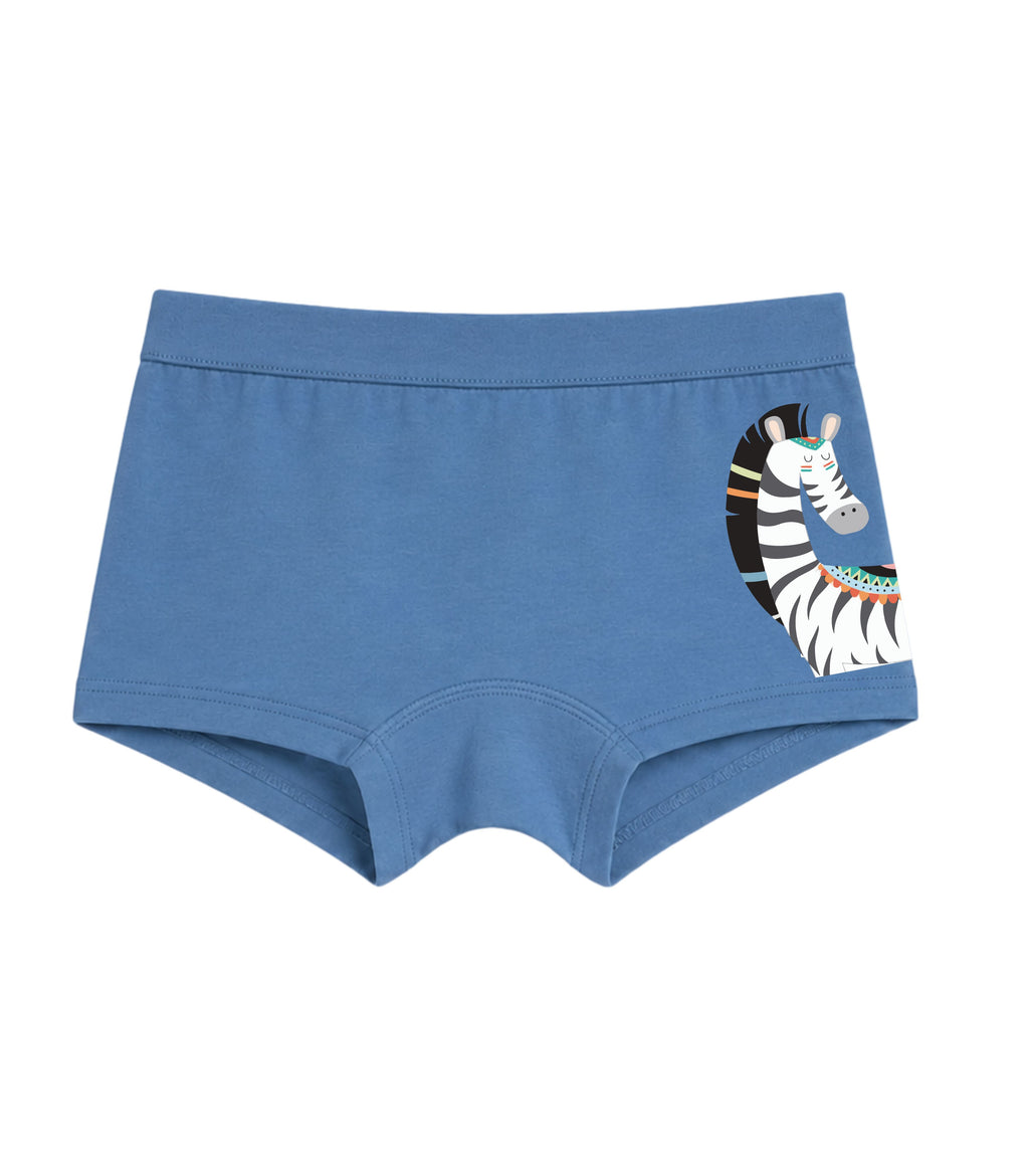 Blue Tribal Zebra Safari Girls Trunk Panty