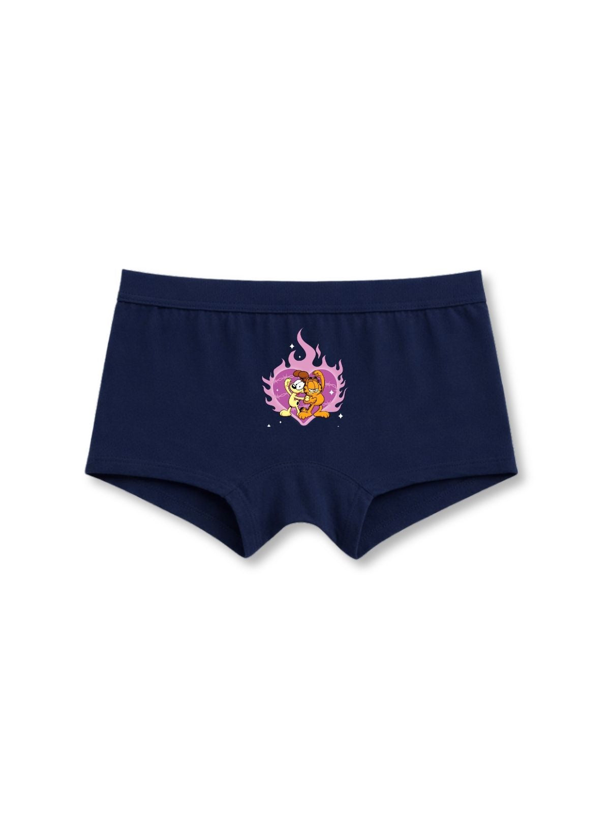 Navy Blue Garfield Puppy Love Heart Hug Girls Trunk Panty