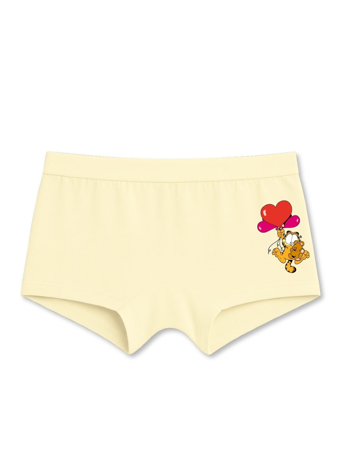 Cream Yellow Garfield Heart Balloons Cute Girls Trunk Panty