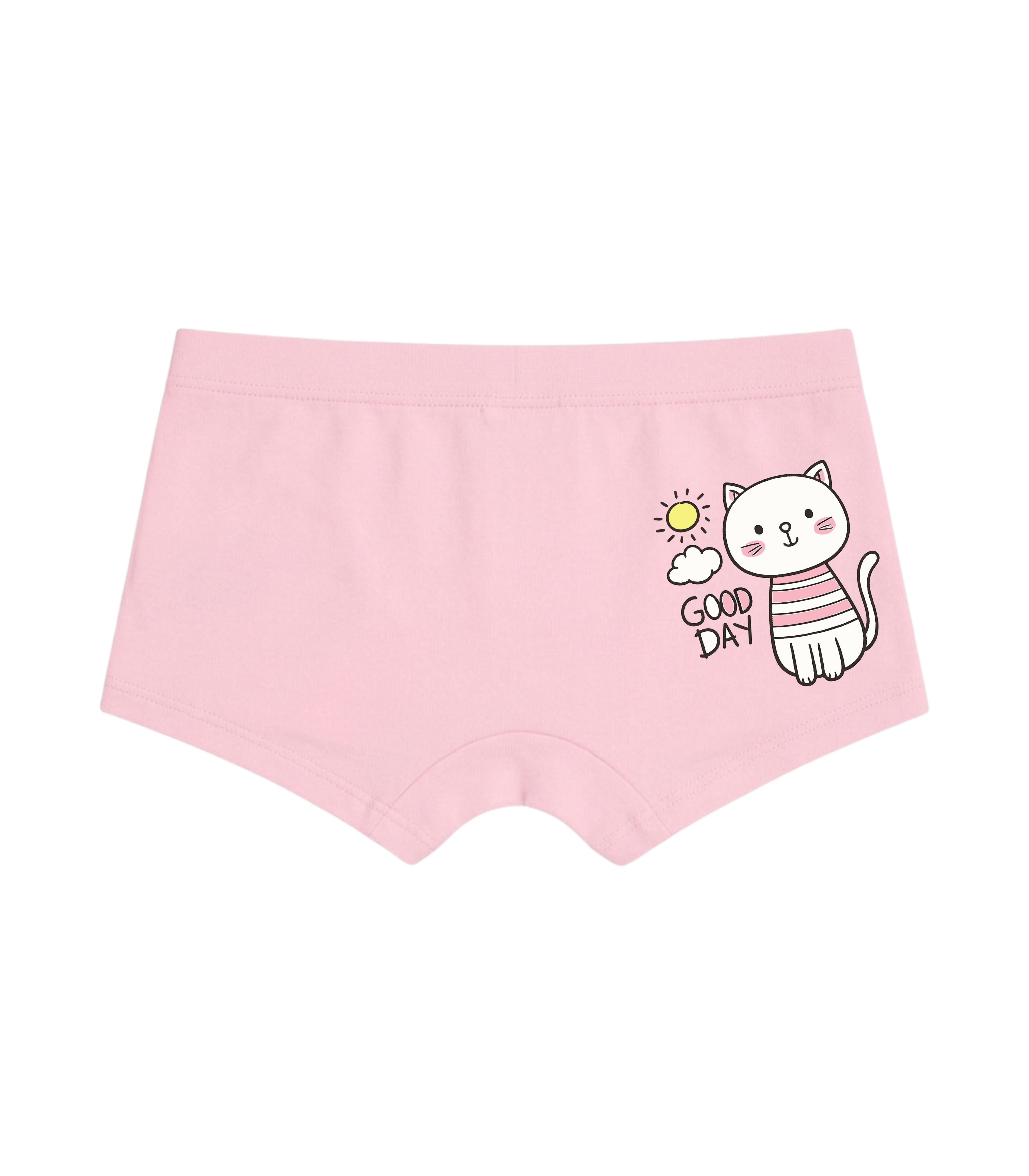 Pink Cute Cat Good Day Girls Trunk Panty