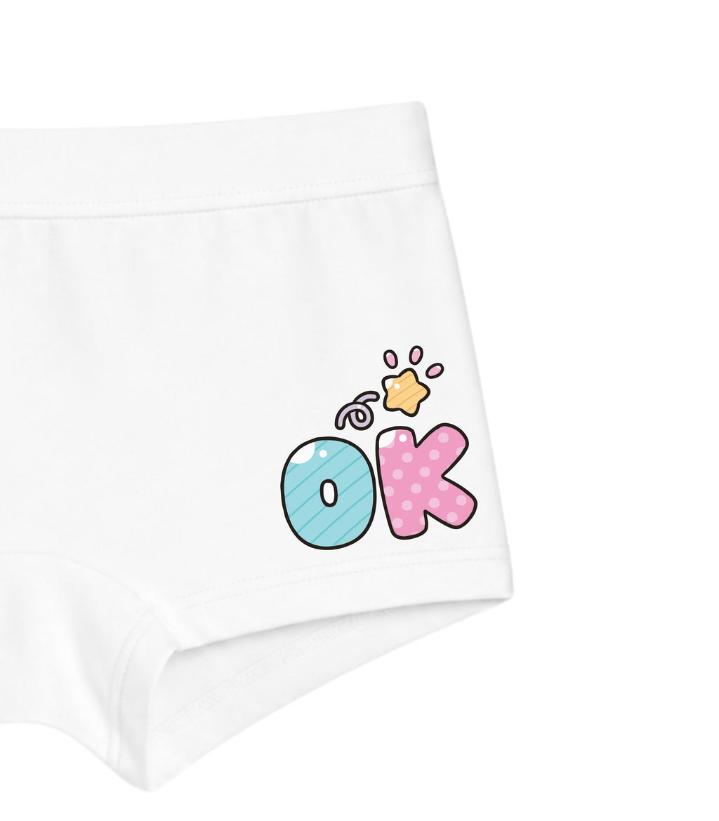 White OK Star Girls Trunk Panty