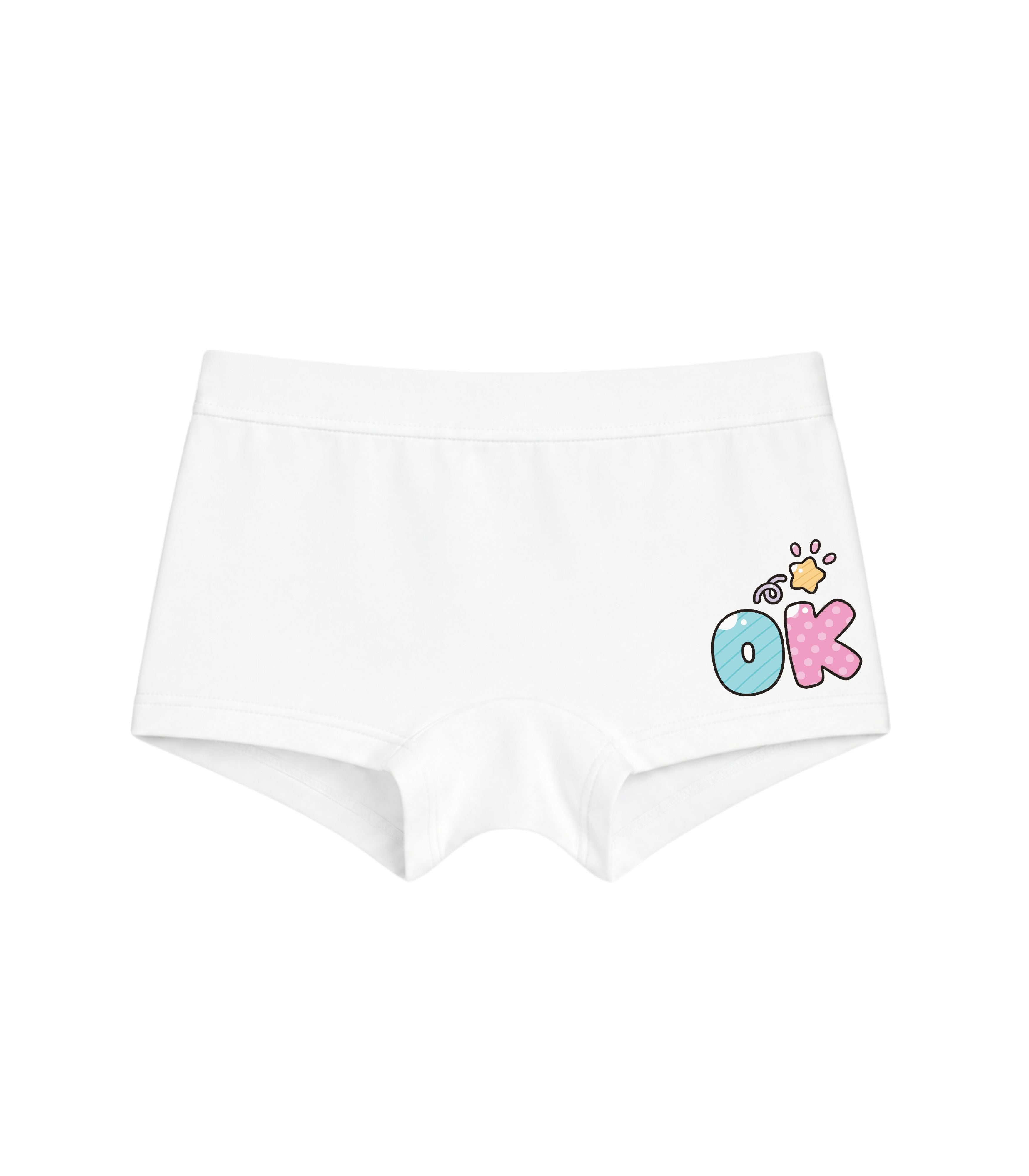 White OK Star Girls Trunk Panty