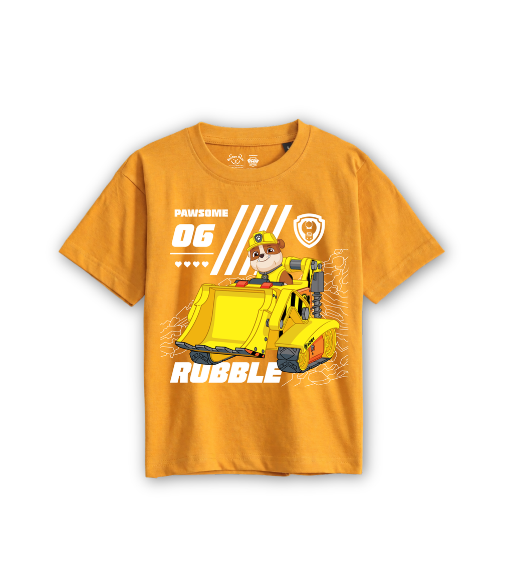 Pawsome 06 Mustard Yellow Paw Patrol Rubble Kids T-Shirt