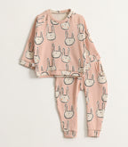 Peach Bunny Print Kids Pyjama Set