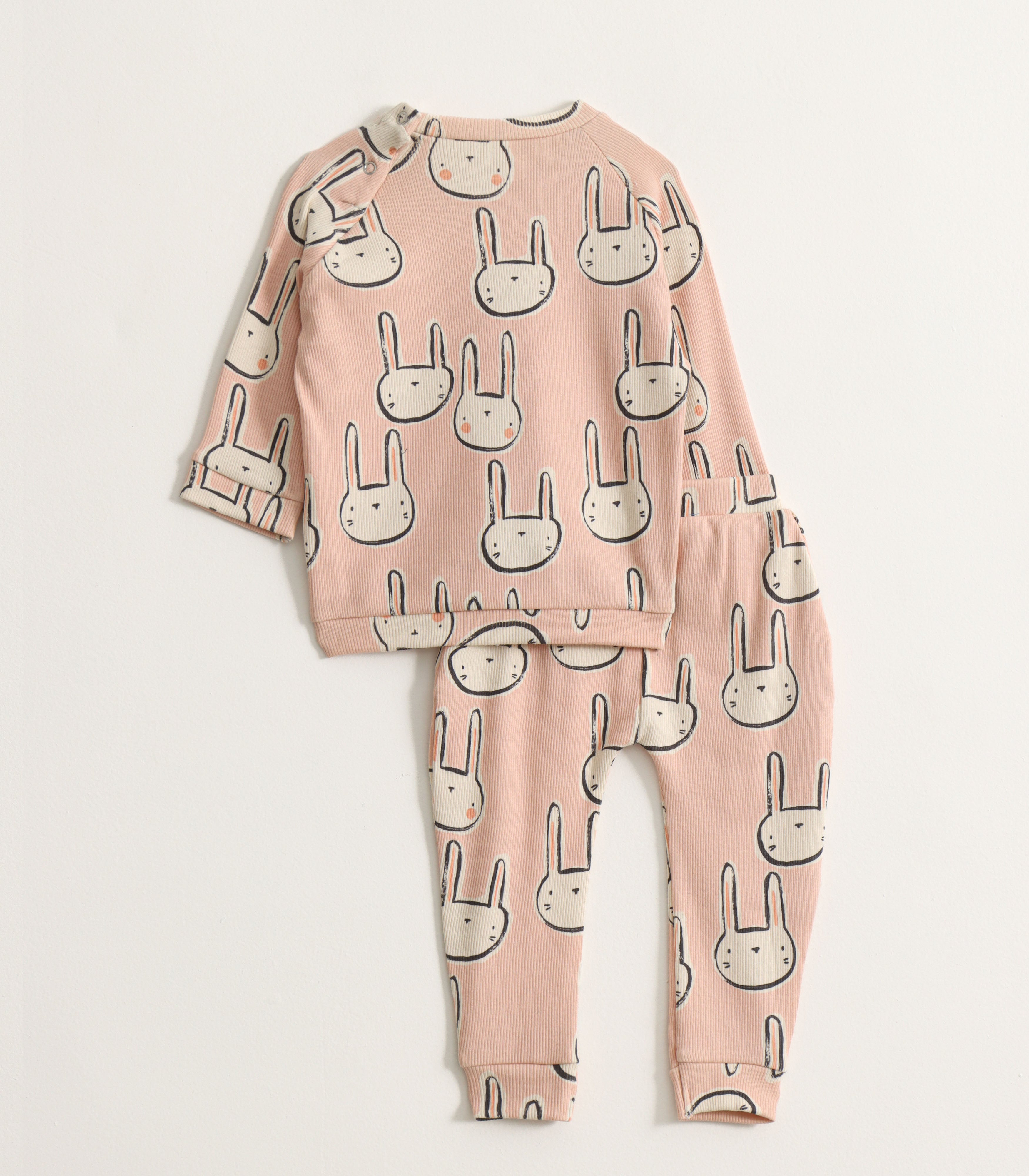 Peach Bunny Print Kids Pyjama Set