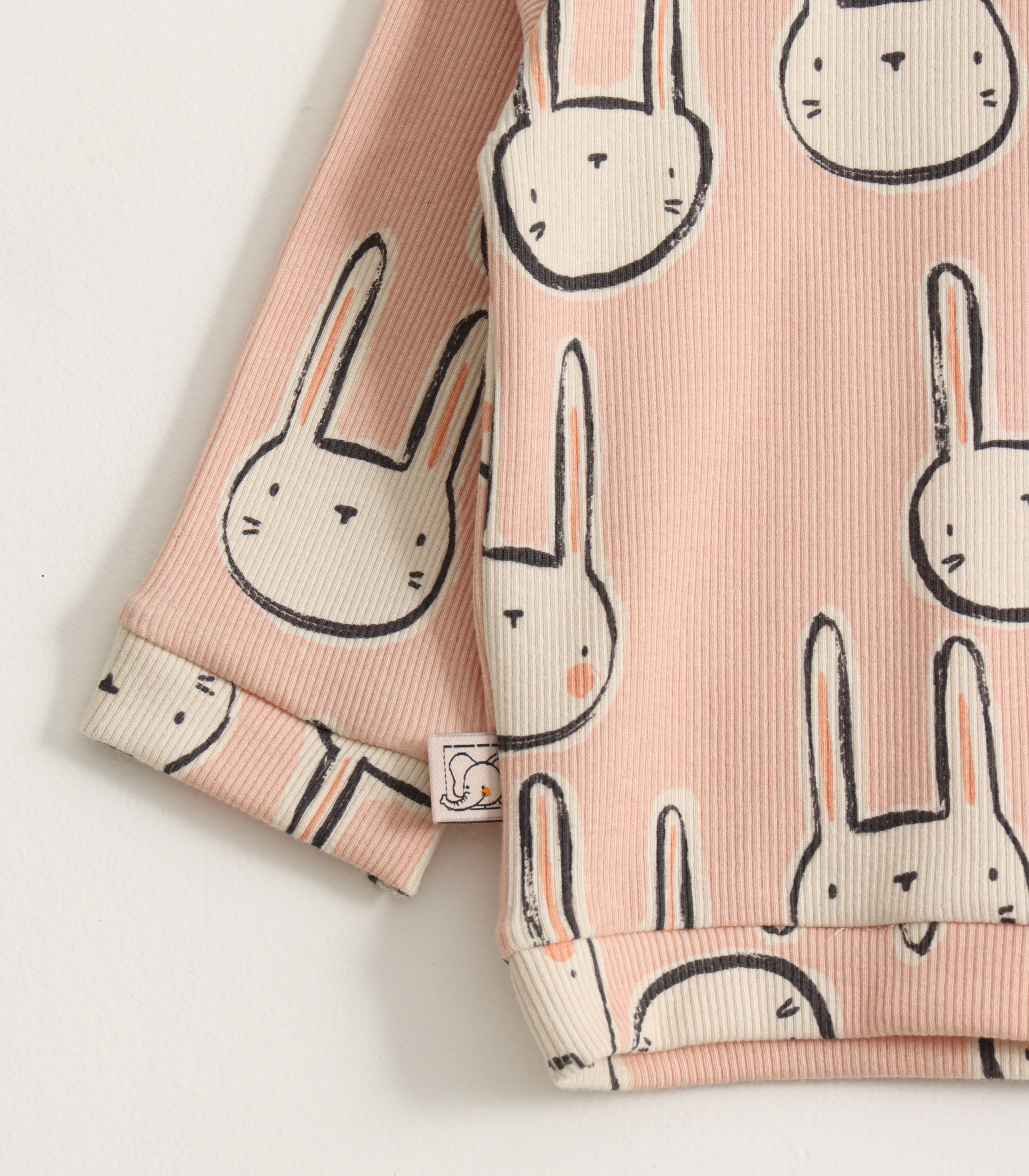 Peach Bunny Print Kids Pyjama Set