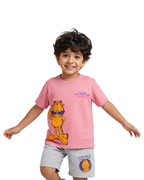 Peach Pink Garfield “I’ll Rise & Shine” Kids T- Shirt and Shorts Set