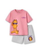Peach Pink Garfield “I’ll Rise & Shine” Kids T- Shirt and Shorts Set
