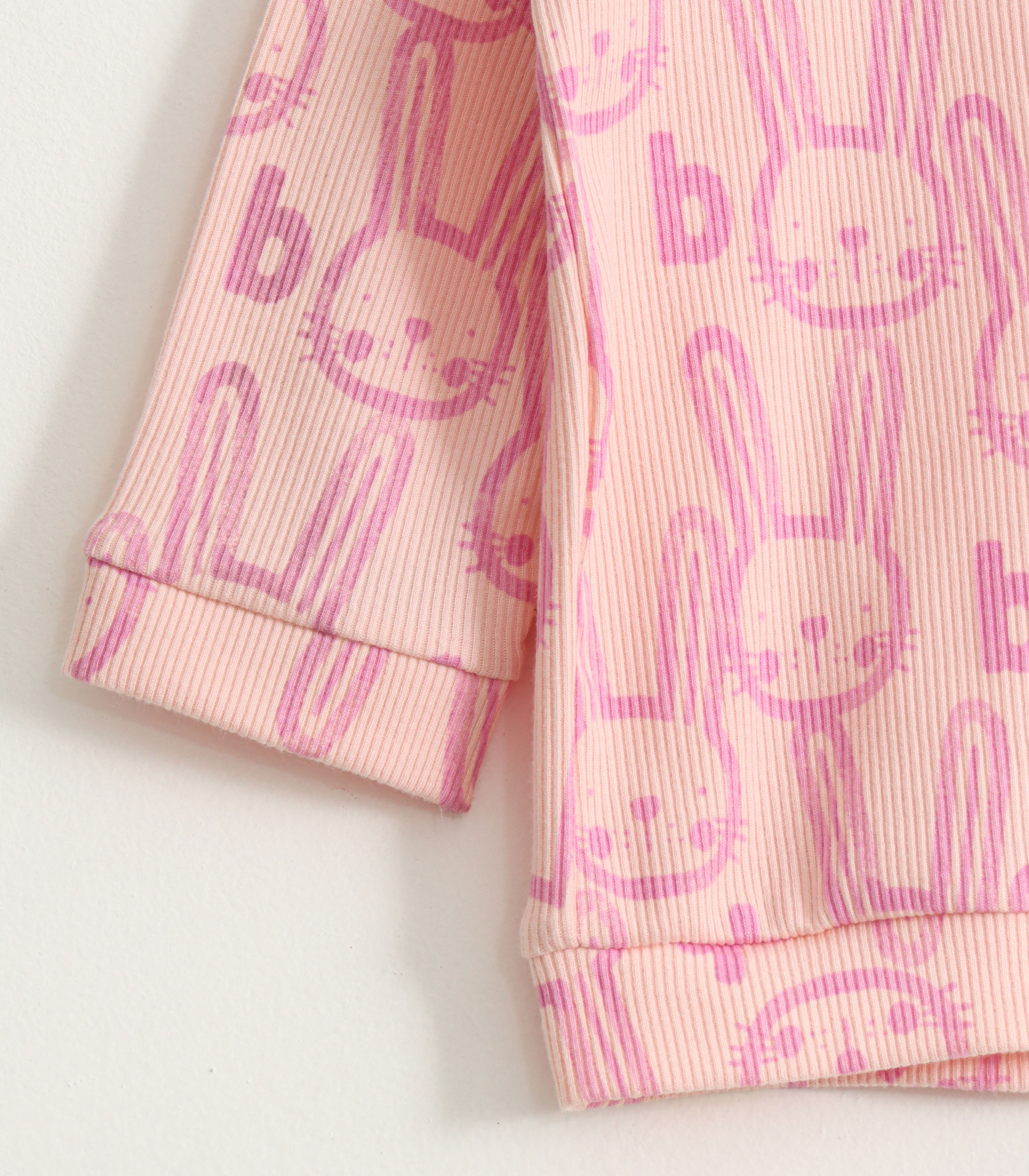 Pink Bunny Ribbed Kids Pyjama Set