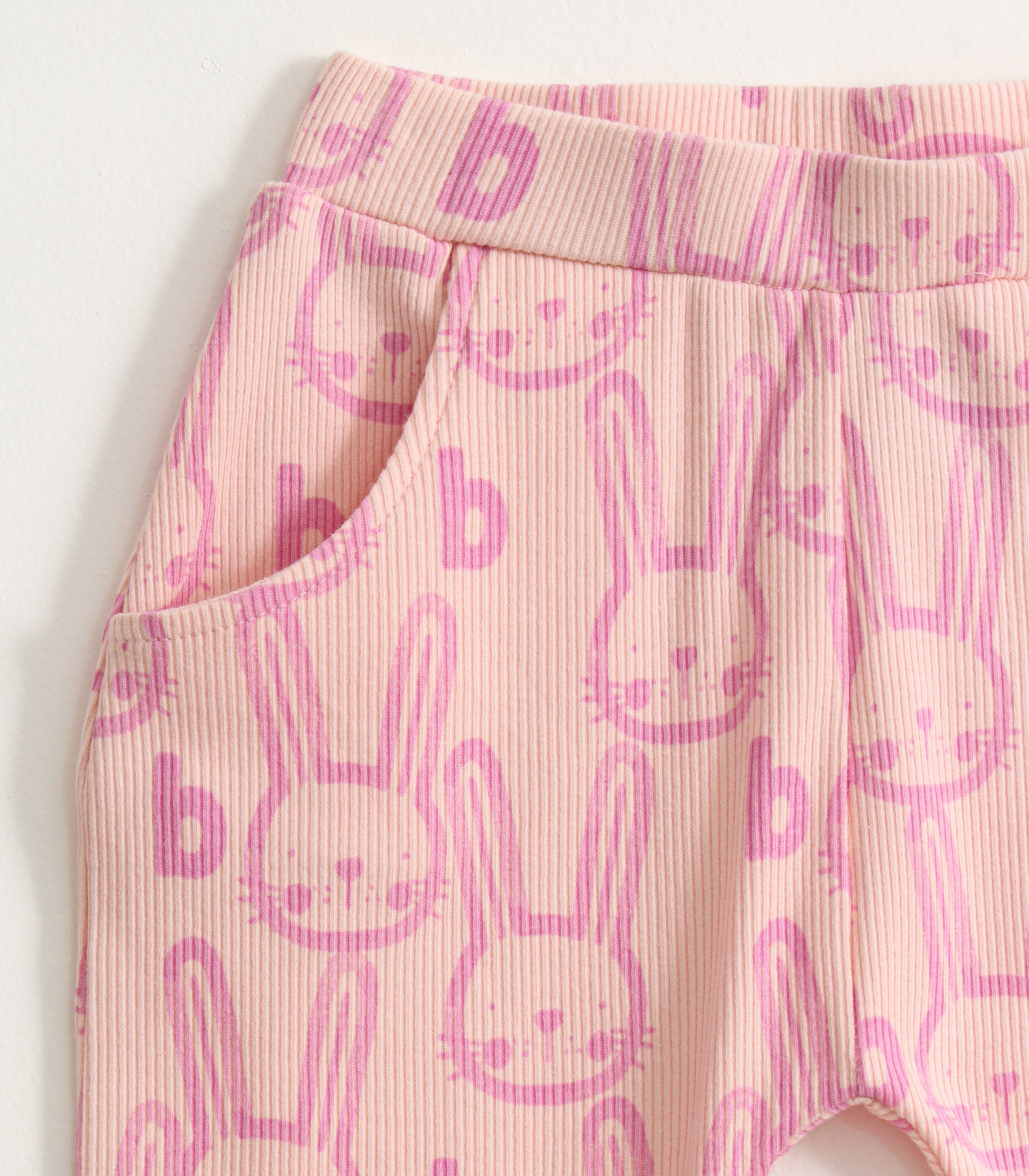 Pink Bunny Ribbed Kids Pyjama Set