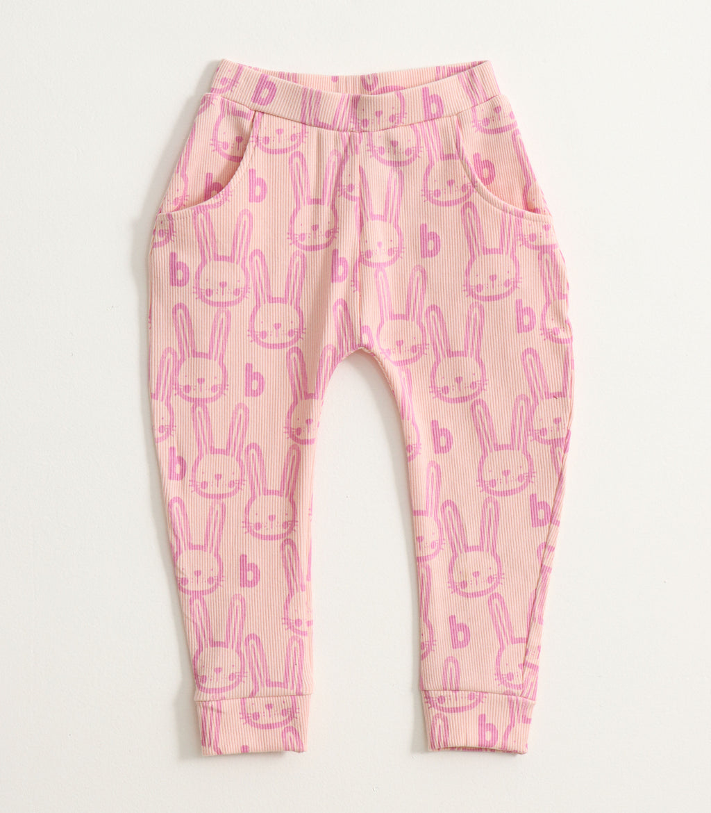 Pink Bunny Ribbed Kids Pyjama Set