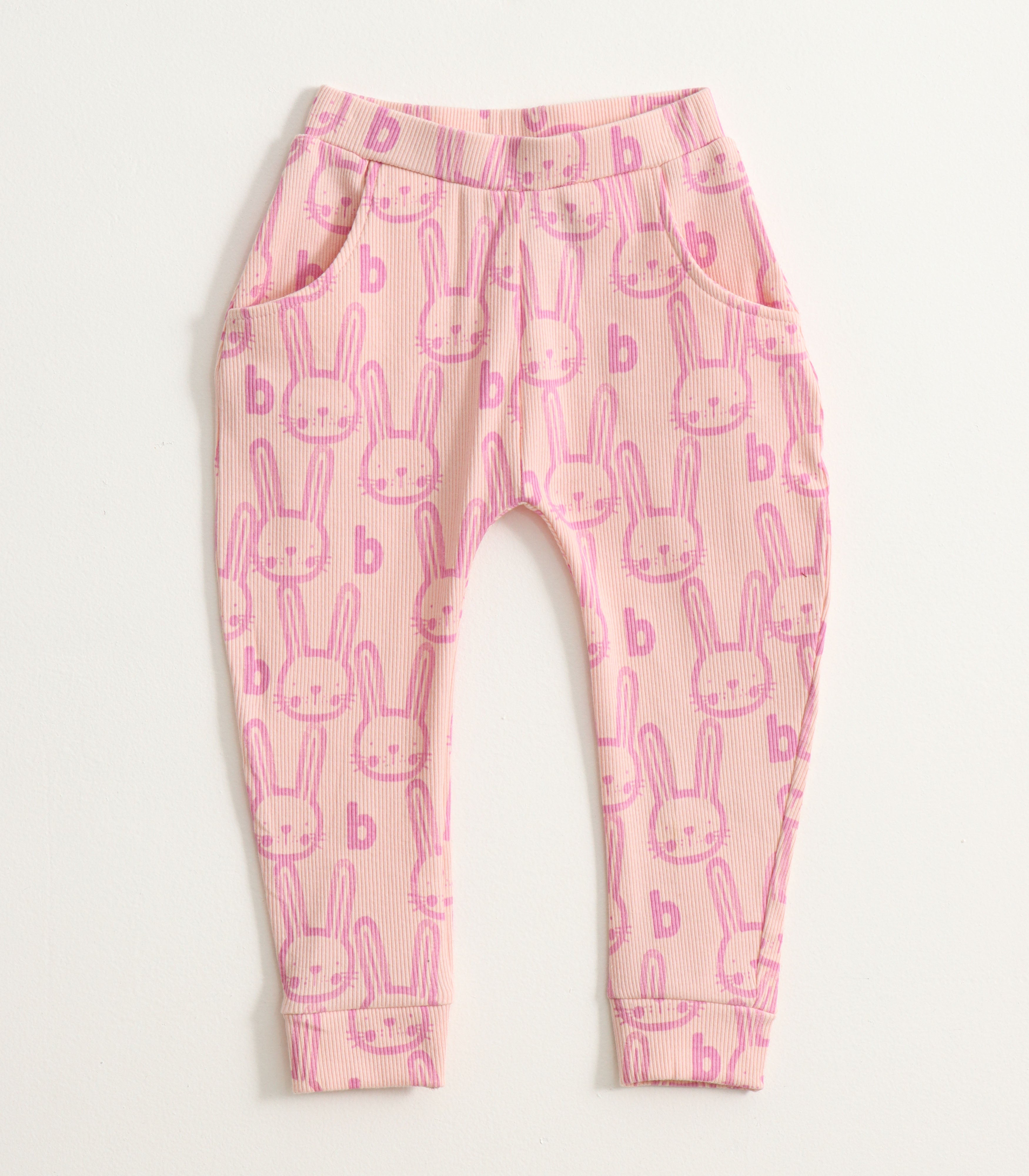 Pink Bunny Ribbed Kids Pyjama Set