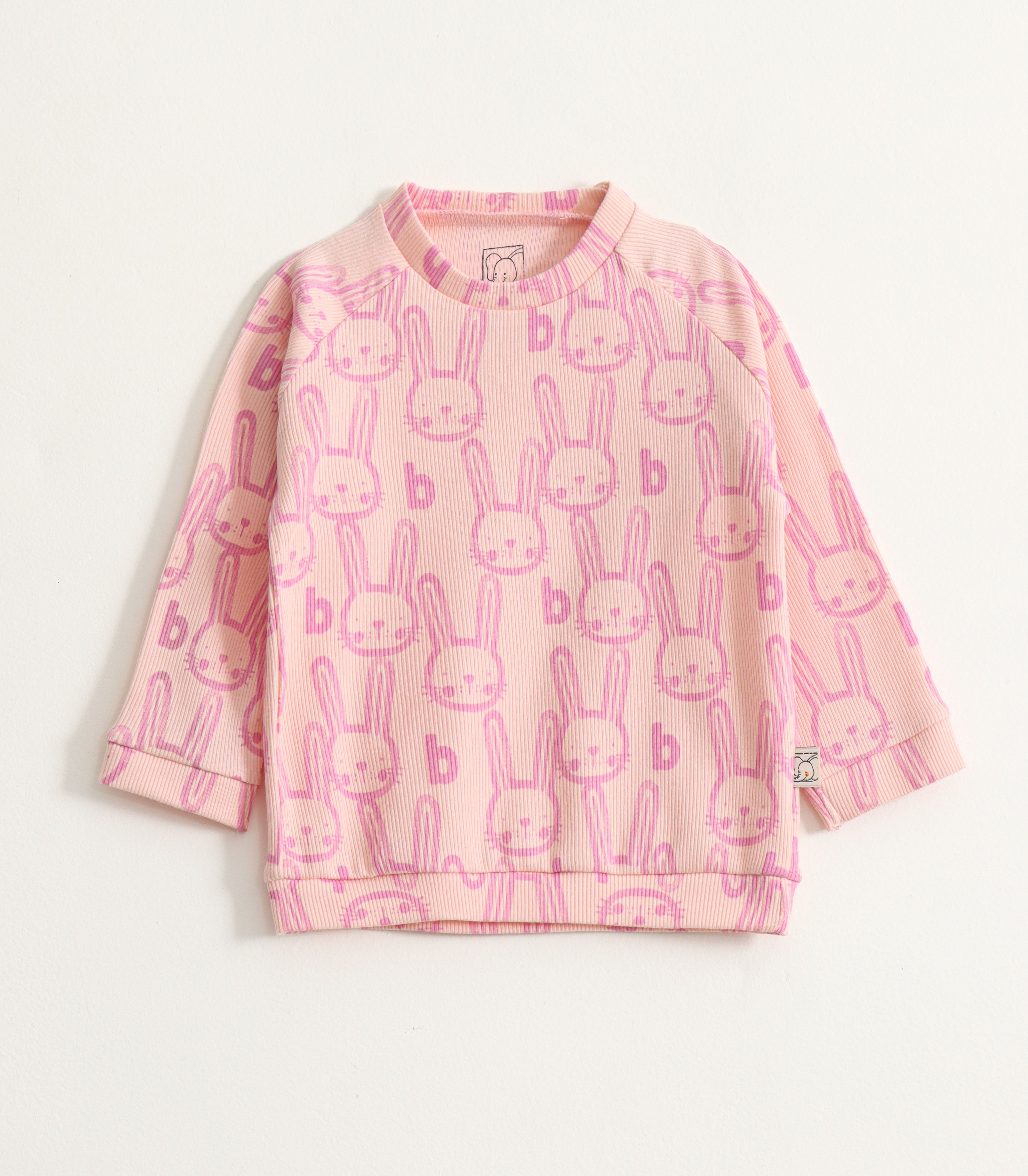 Pink Bunny Ribbed Kids Pyjama Set