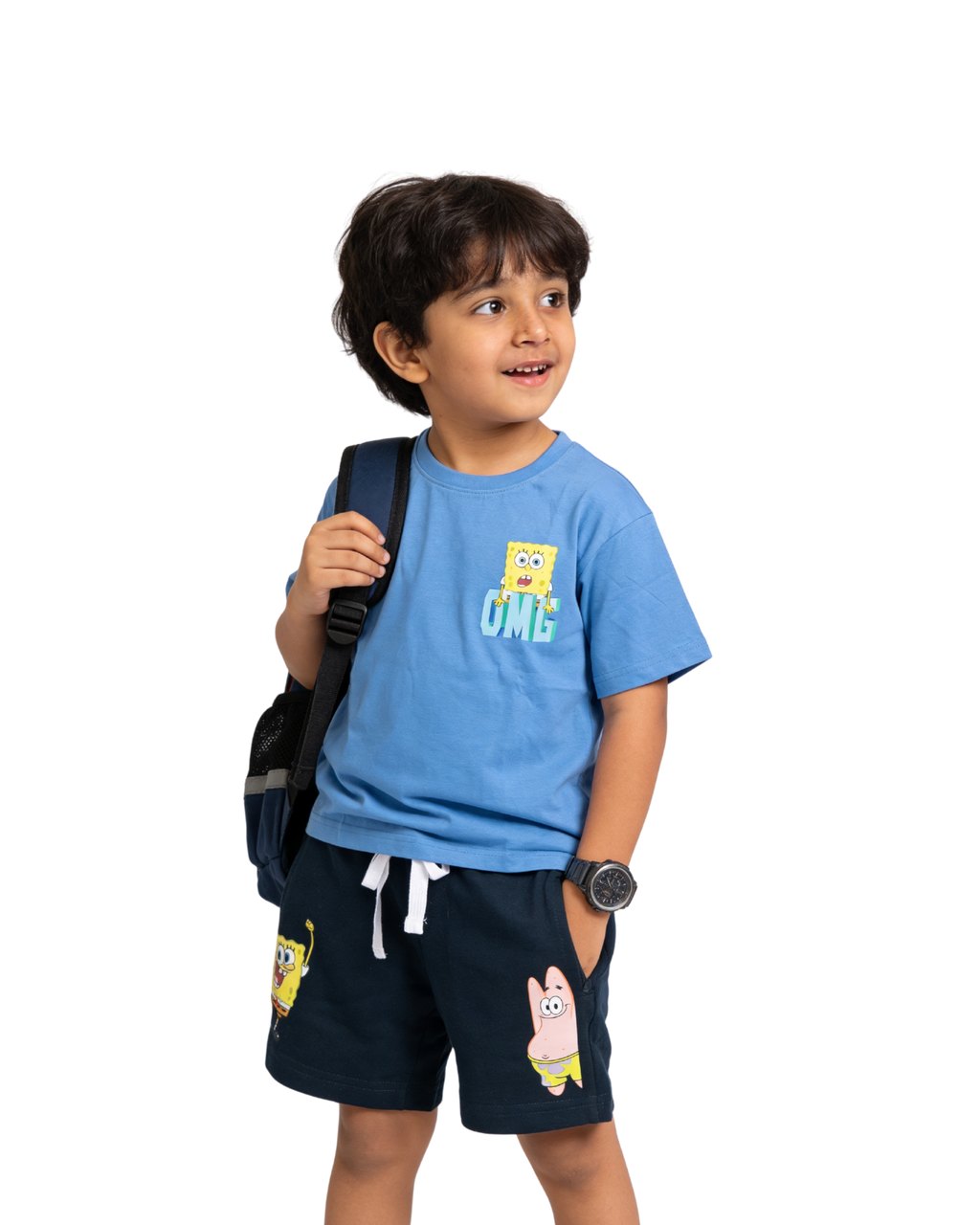 Royal Blue SpongeBob “OMG” Kids T- Shirt and Shorts Set