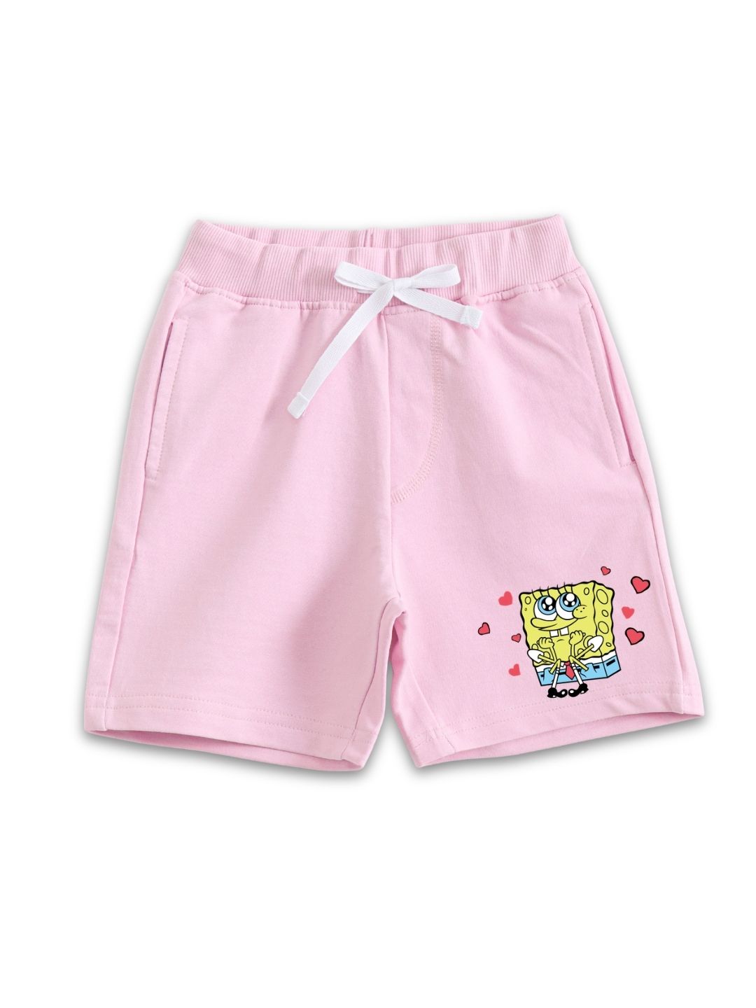 Baby Pink SpongeBob Love Struck Cartoon Girls Shorts