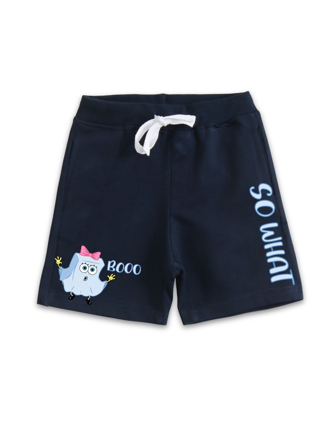 Navy Blue SpongeBob Boo So What Graphic Girls Shorts