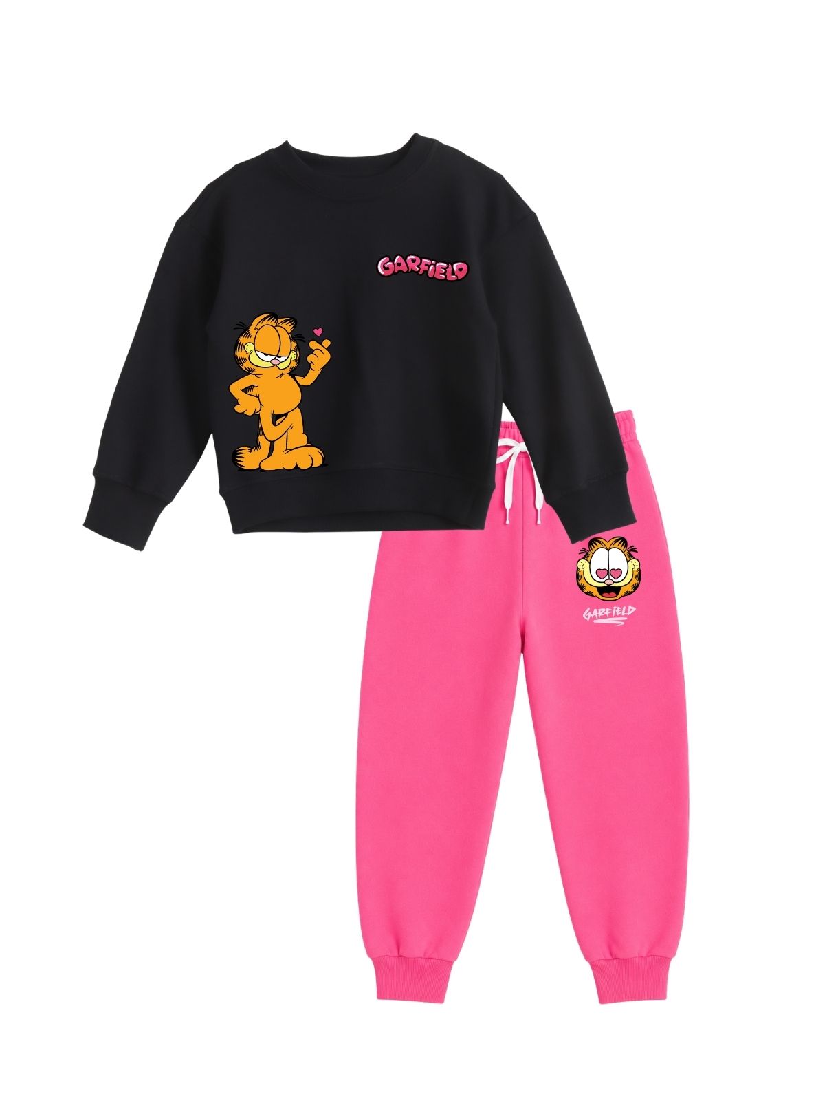 Finger Heart Girls Printed Sweatshirt & Jogger Set – Garfield©
