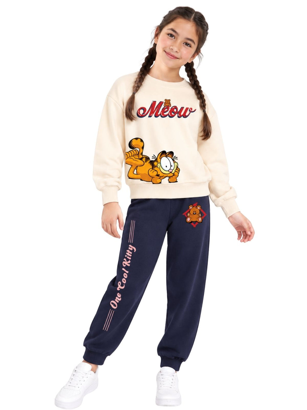 Meow Kitty Girls Printed Sweatshirt & Jogger Set – Garfield©