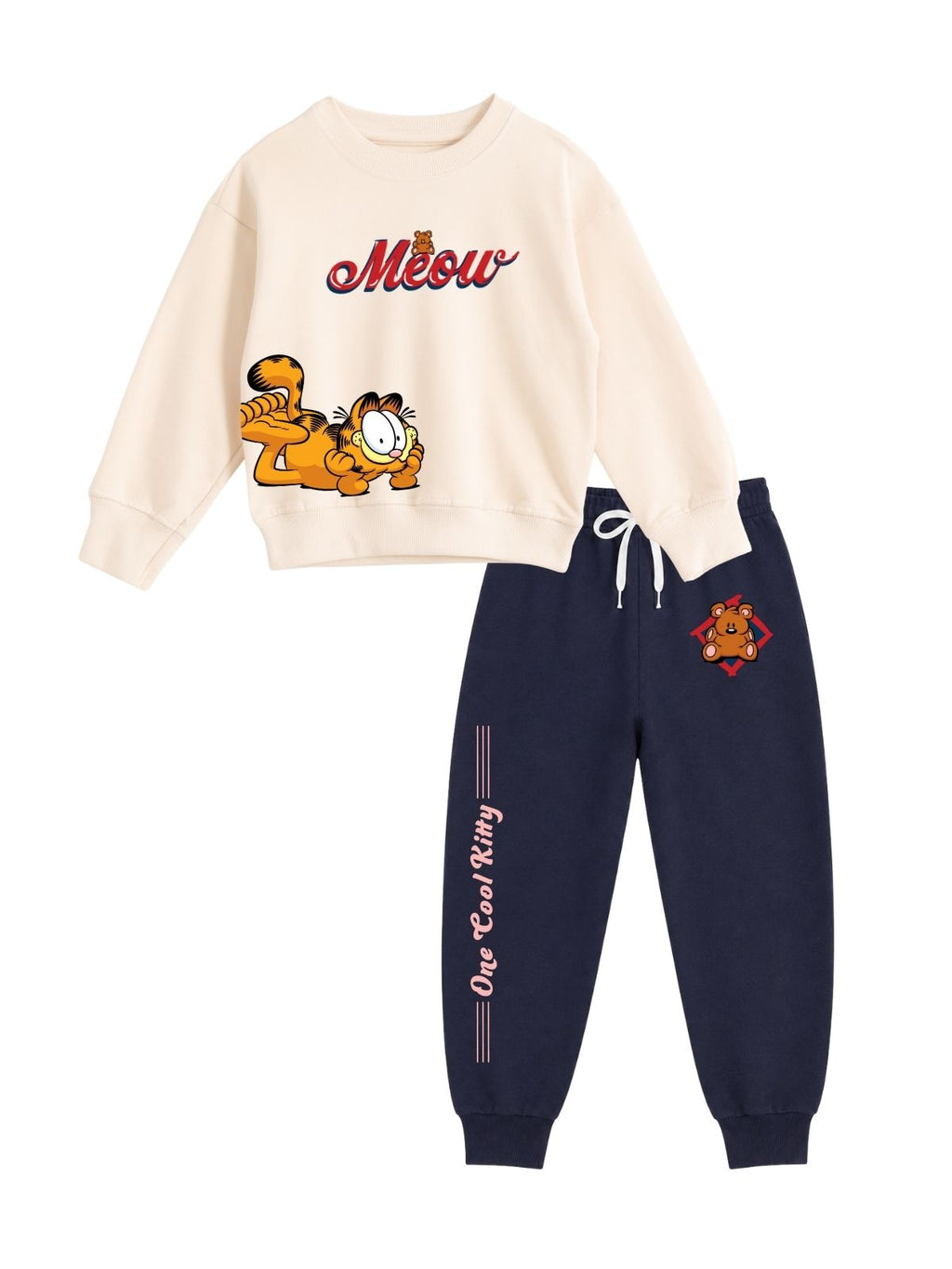 Meow Kitty Girls Printed Sweatshirt & Jogger Set – Garfield©
