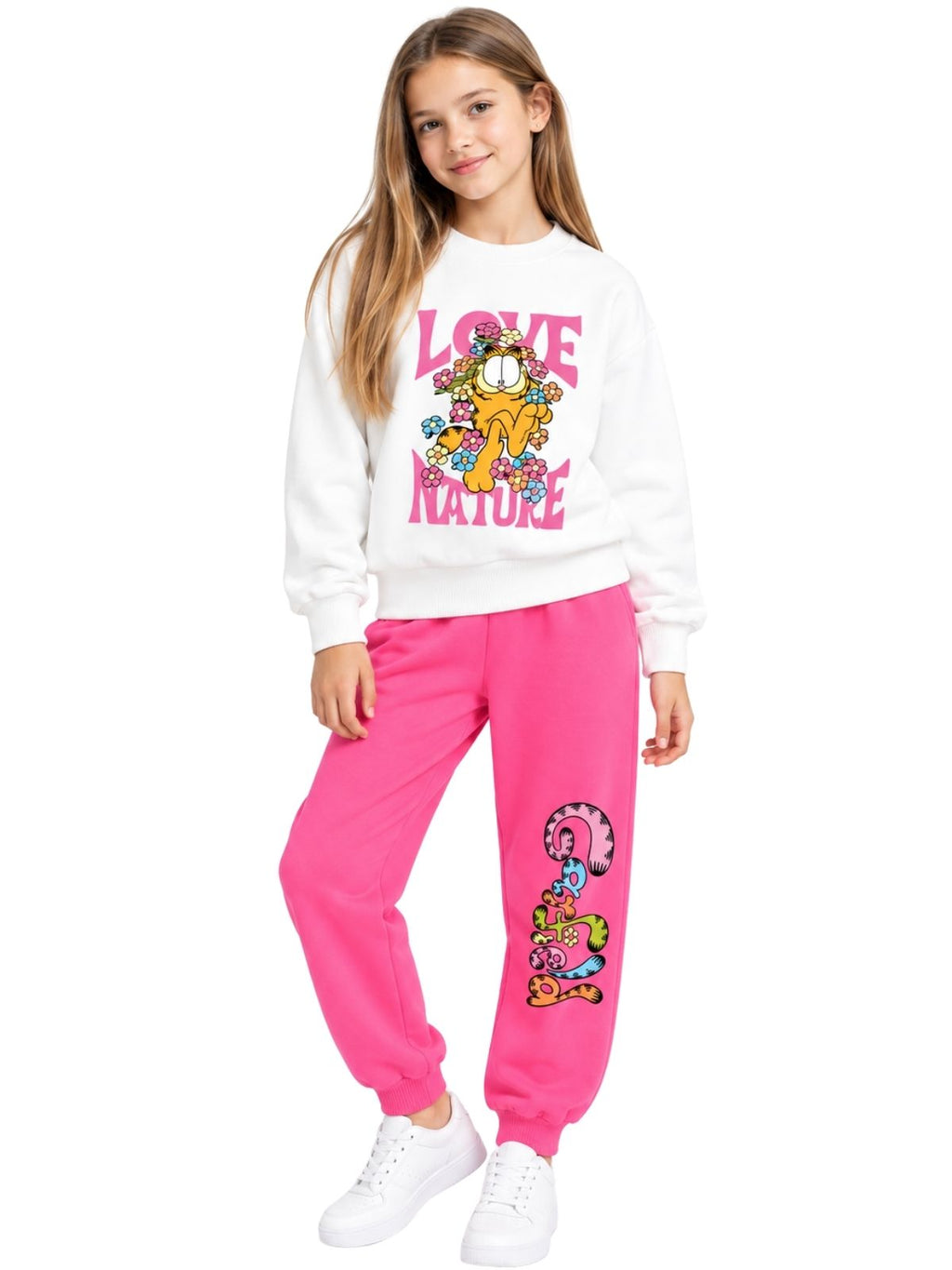 Love Nature Girls Printed Sweatshirt & Jogger Set – Garfield©