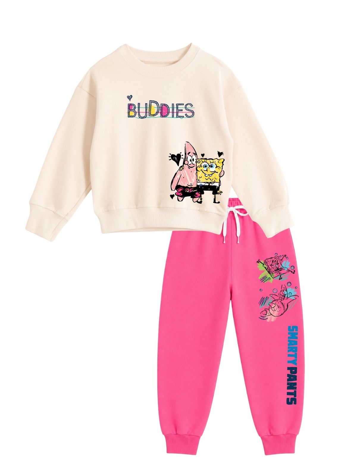 SpongeBob & Patrick Best Buddies Girls Printed Sweatshirt & Jogger Set – SpongeBob©