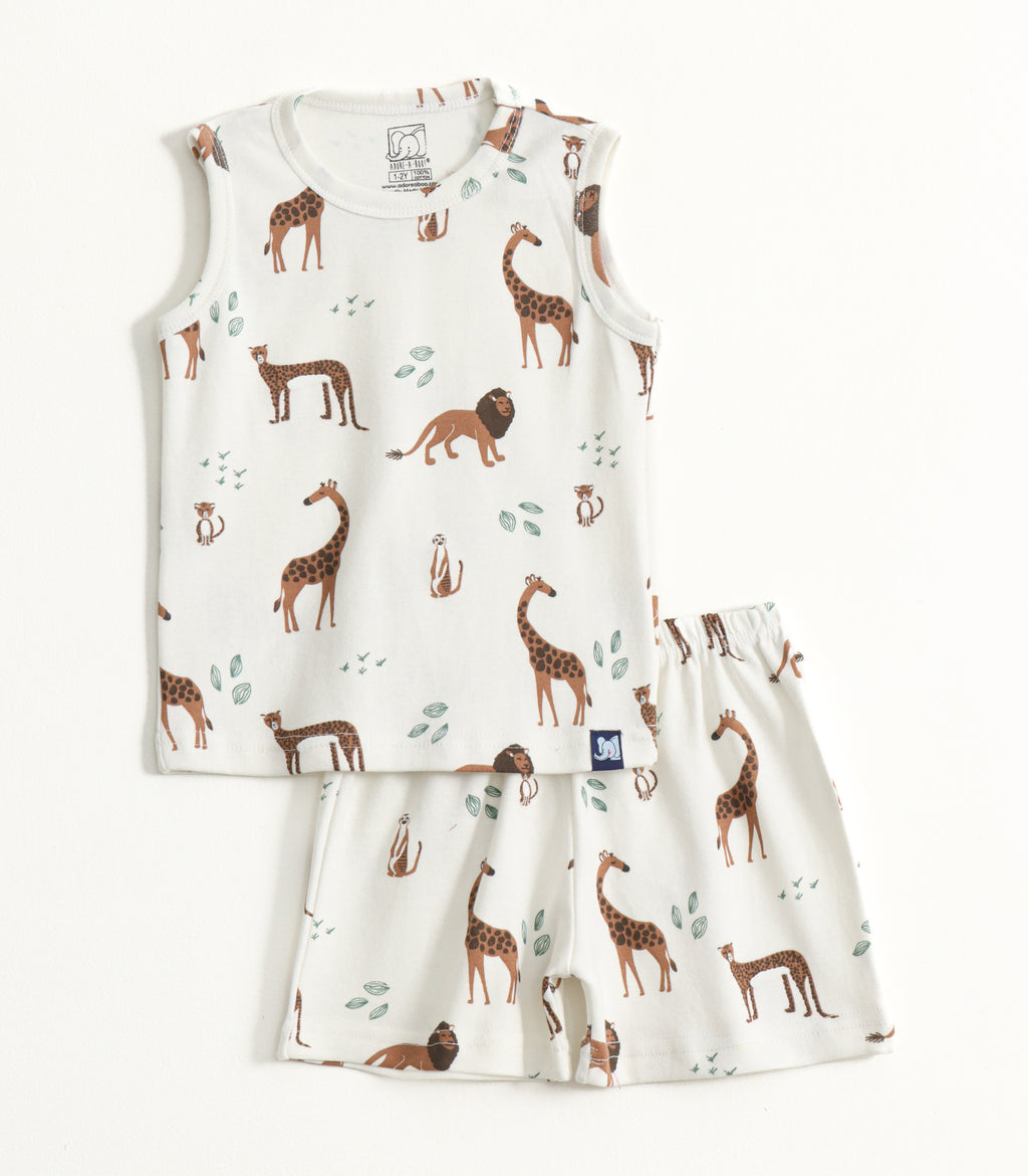 Safari Friends Cute Animal Print Lounge Wear Set