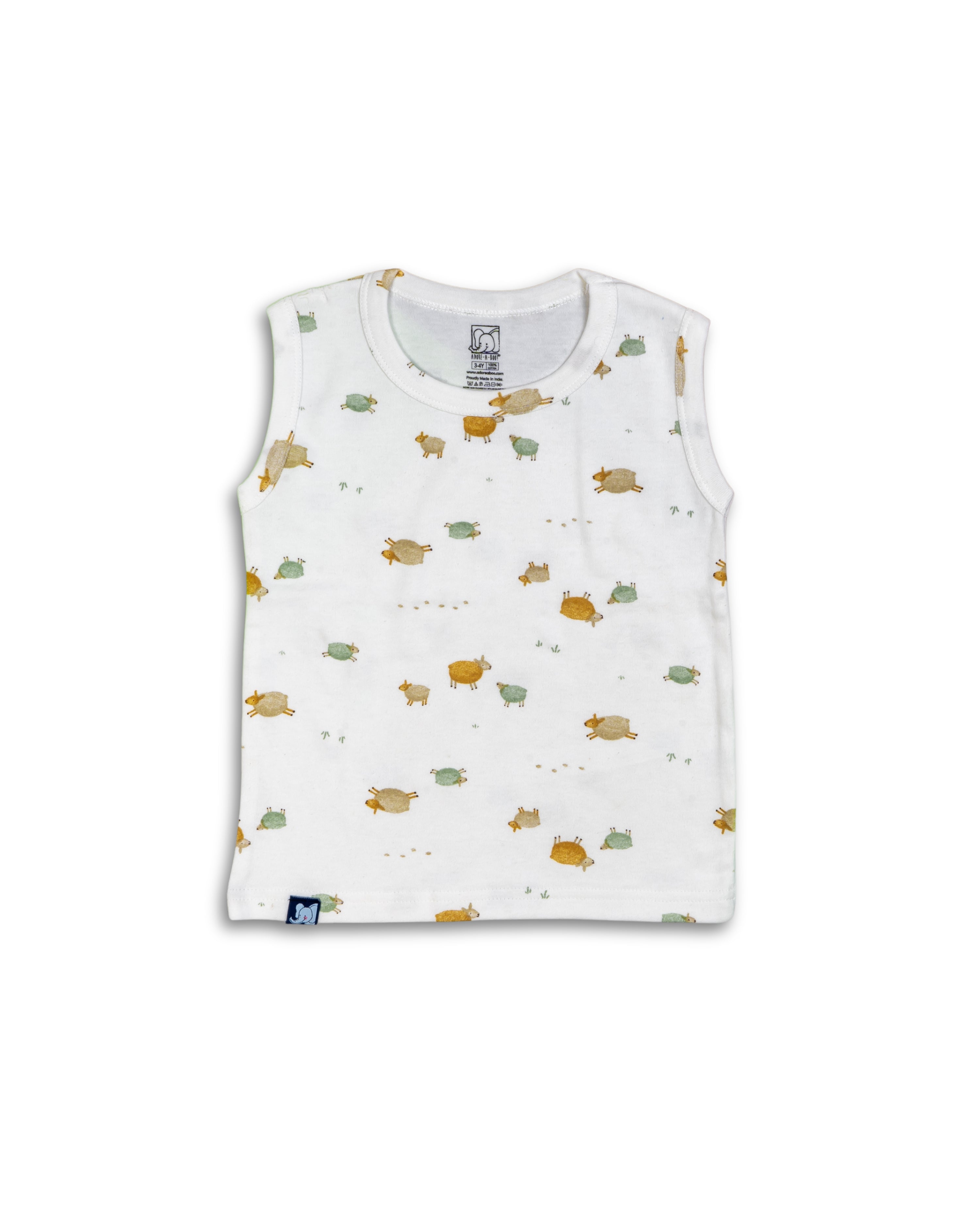 Seniors White Sheep Printed Lounge Wear