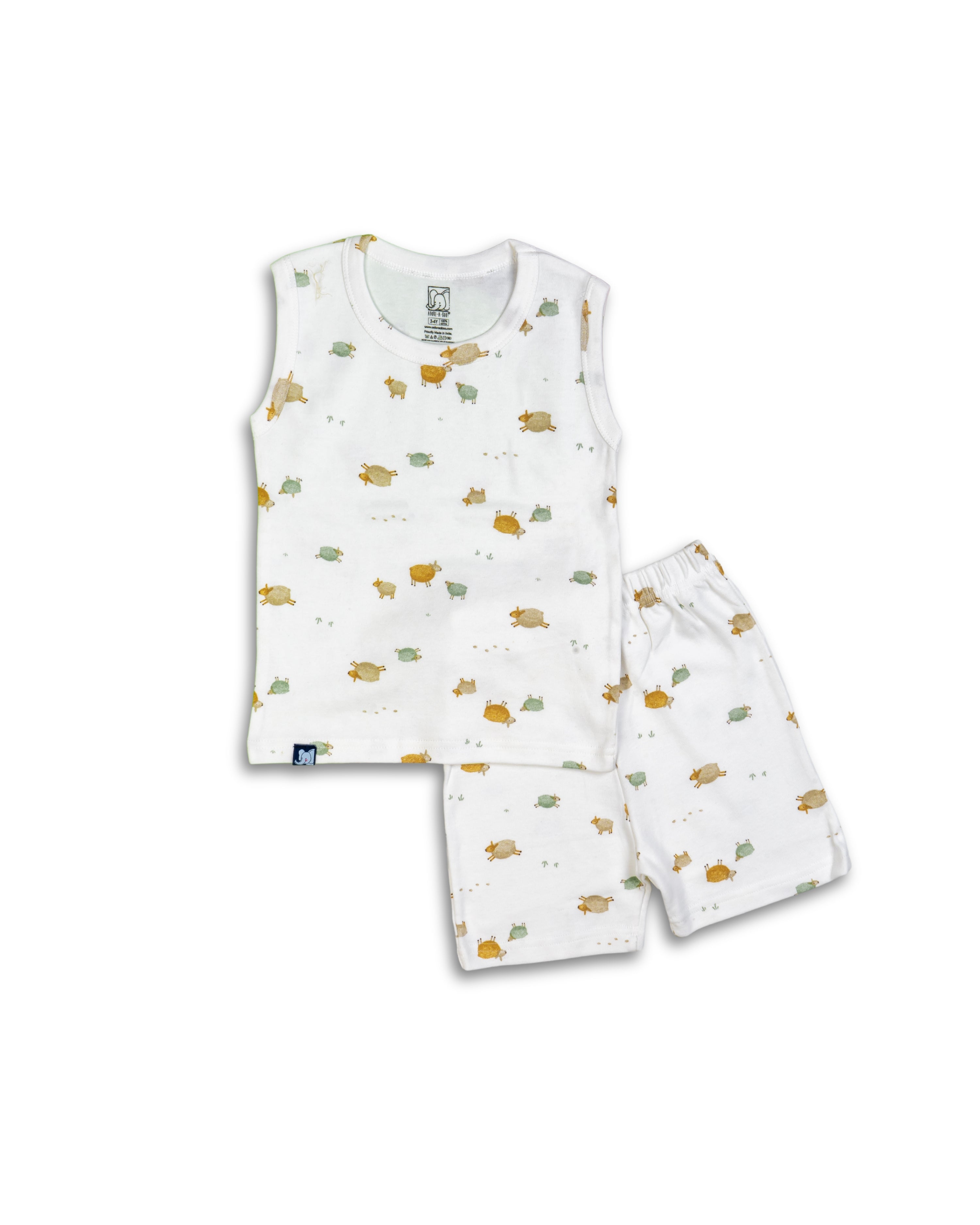 Seniors White Sheep Printed Lounge Wear