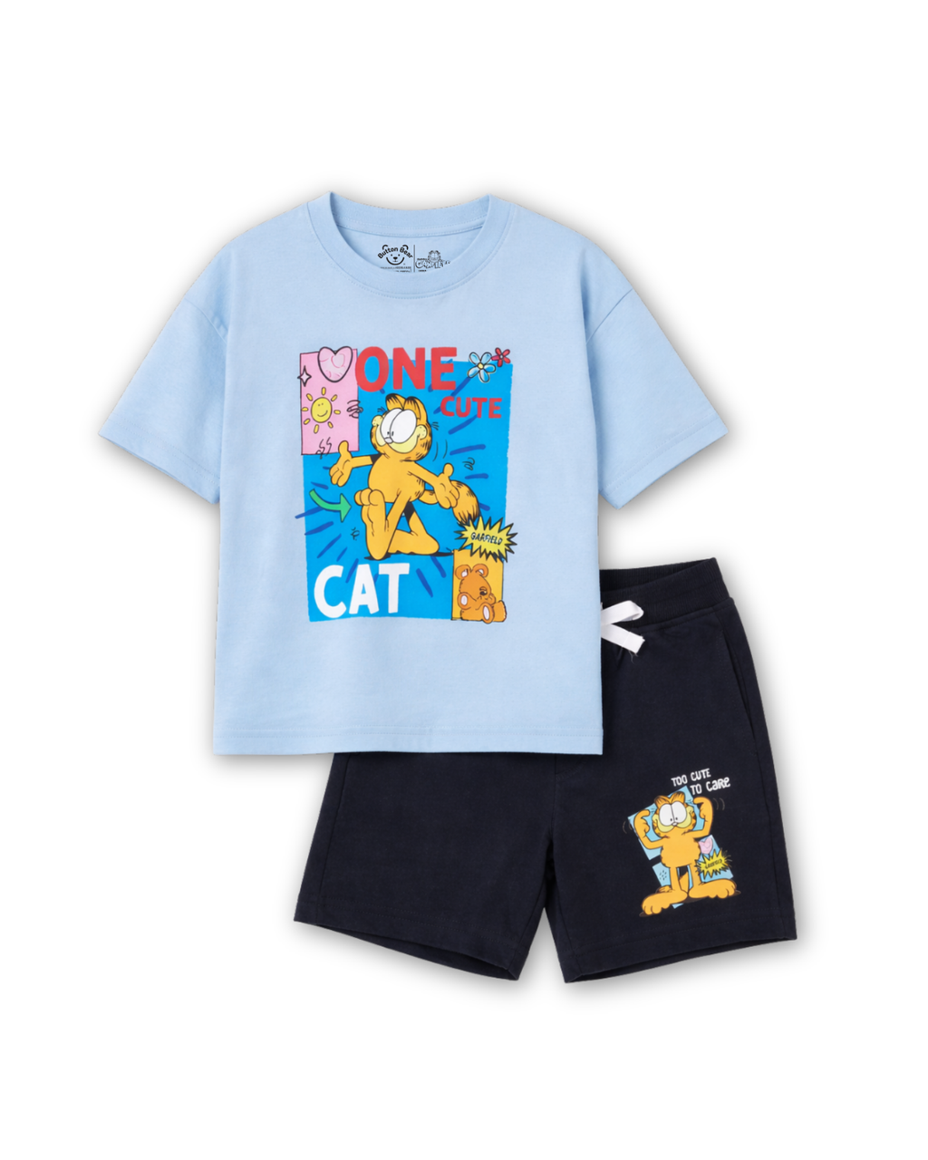 Sky Blue “One Cute Cat” Garfield Kids T- Shirt and Shorts Set