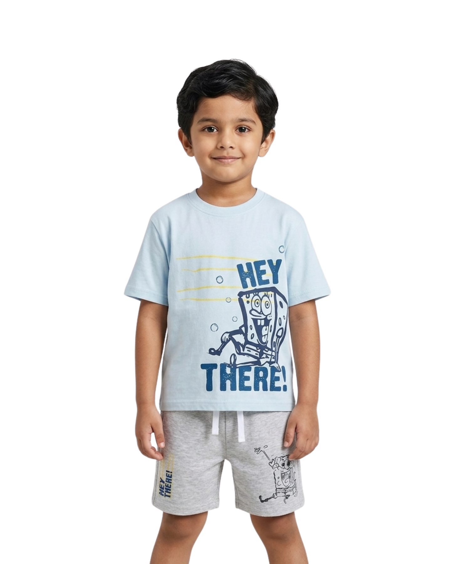 Sky Blue SpongeBob “Hey There!” Kids T- Shirt and Shorts Set