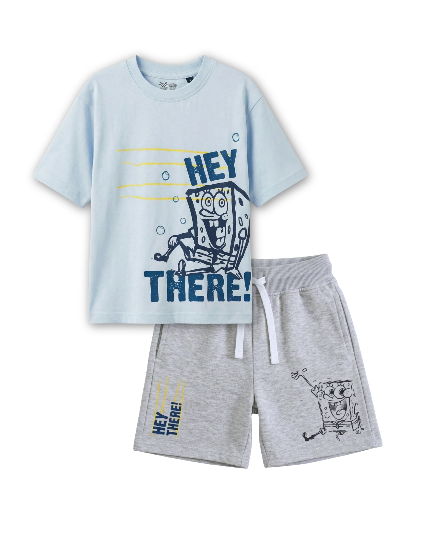 Sky Blue SpongeBob “Hey There!” Kids T- Shirt and Shorts Set
