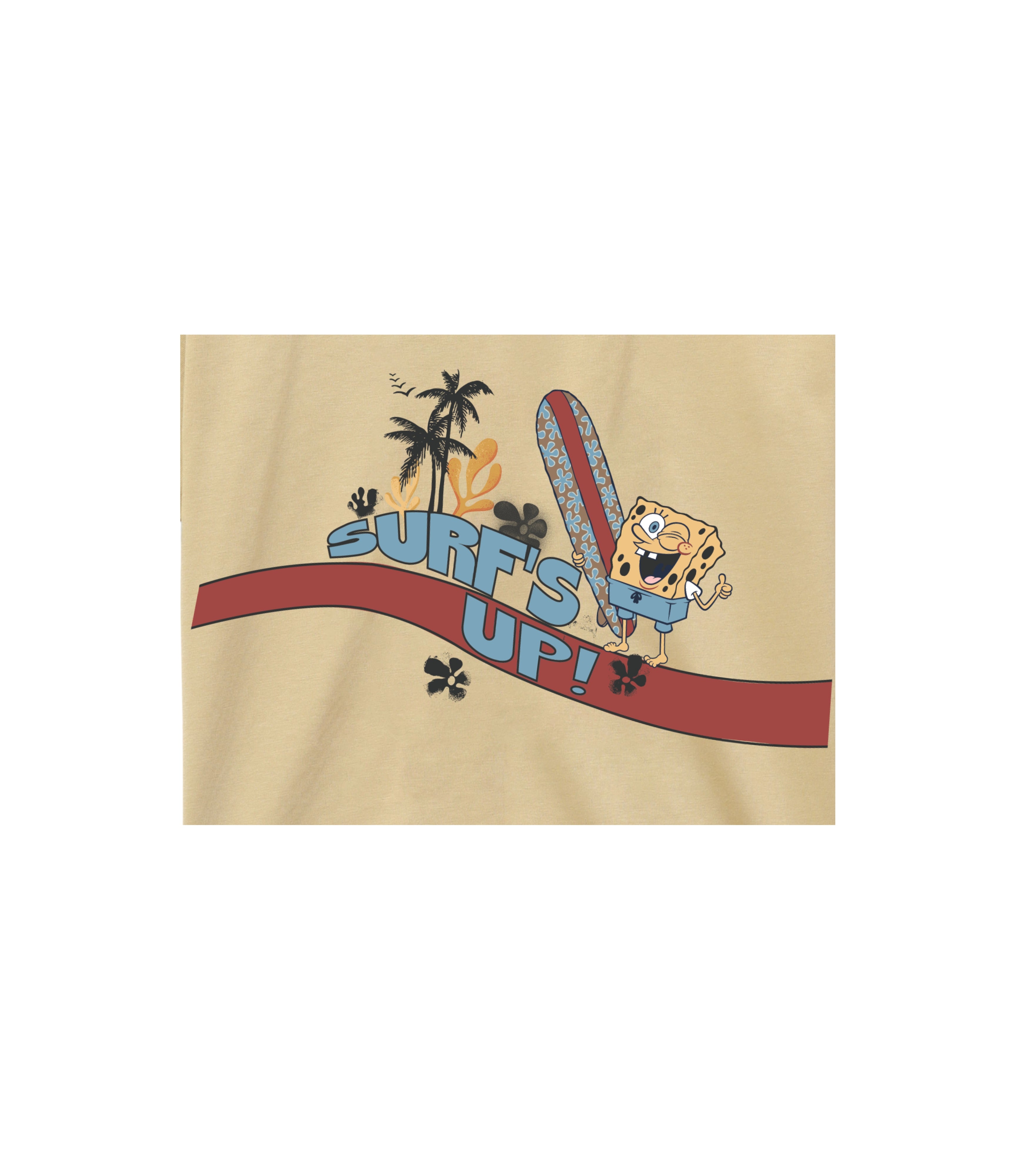 SpongeBob Beige Cartoon Graphic T-Shirt