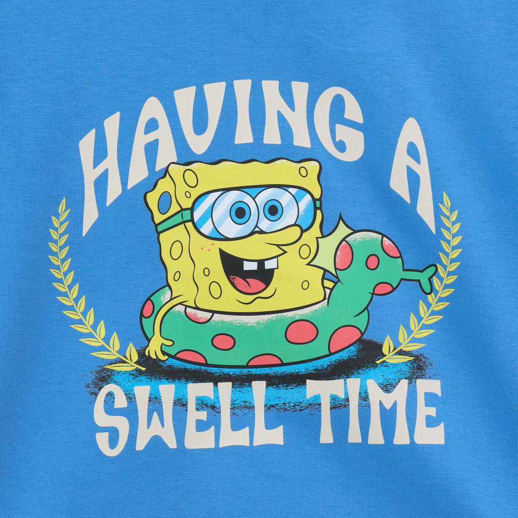 SpongeBob “Having a Swell Time” Cartoon Print Kids T-Shirt