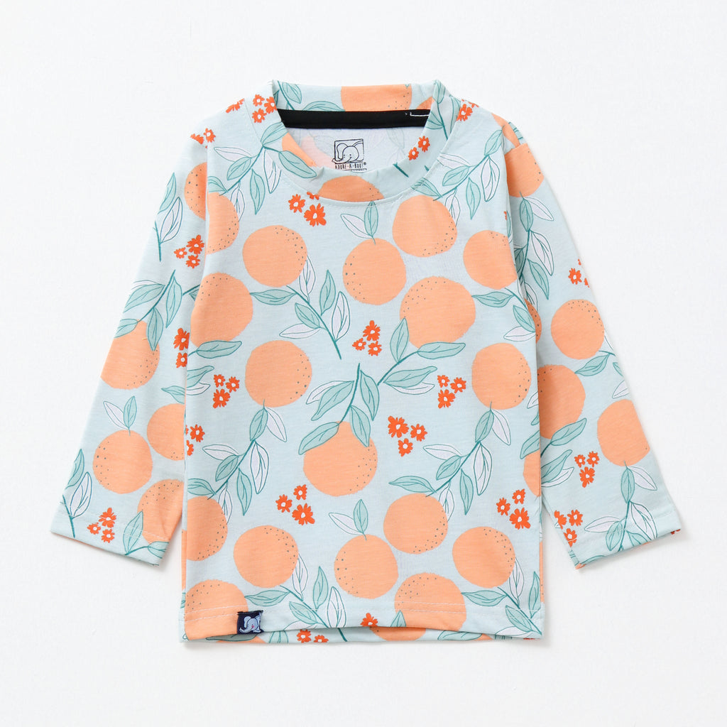 Sweet Orange Garden Print Kids Pyjama Sets