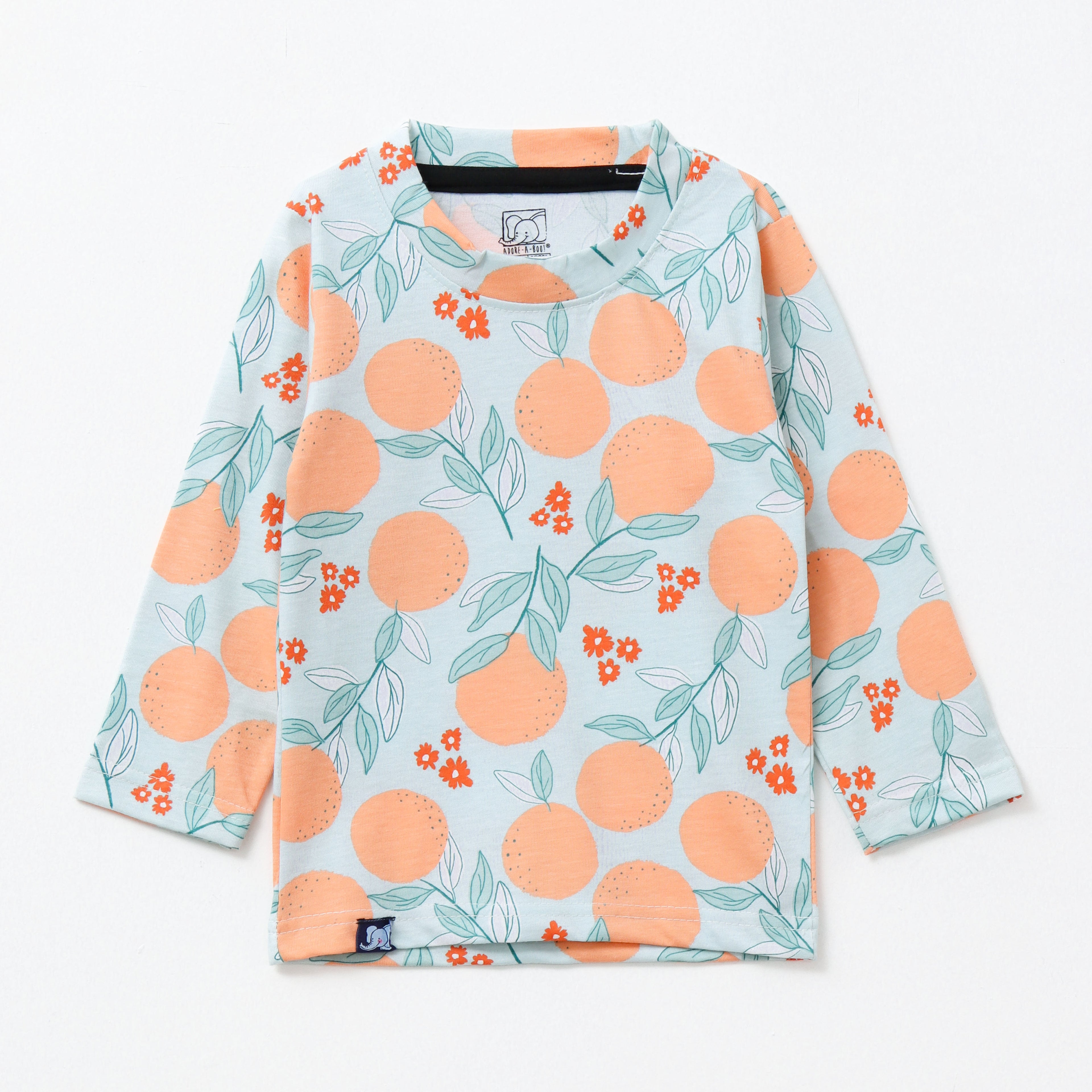 Sweet Orange Garden Print Kids Pyjama Sets