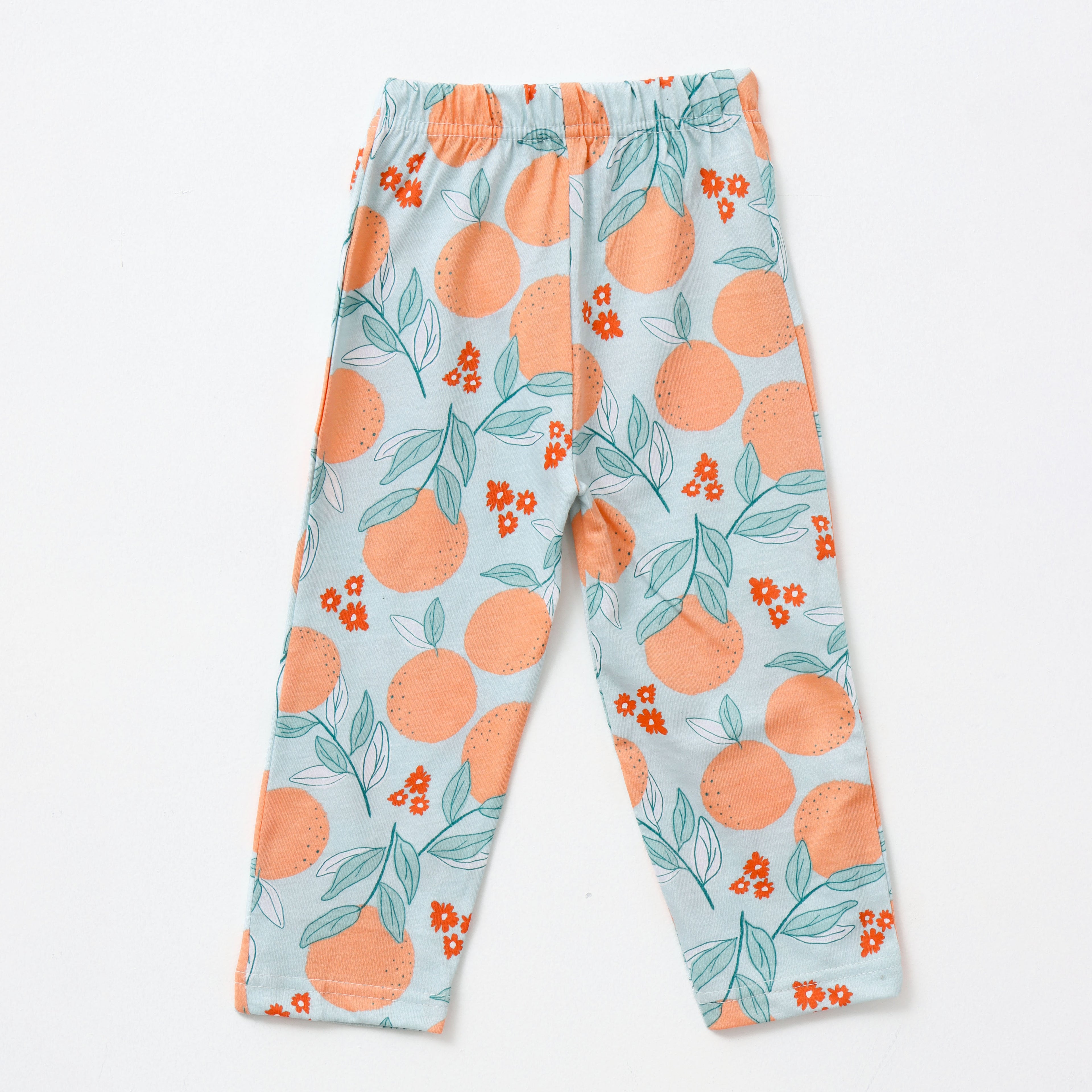 Sweet Orange Garden Print Kids Pyjama Sets