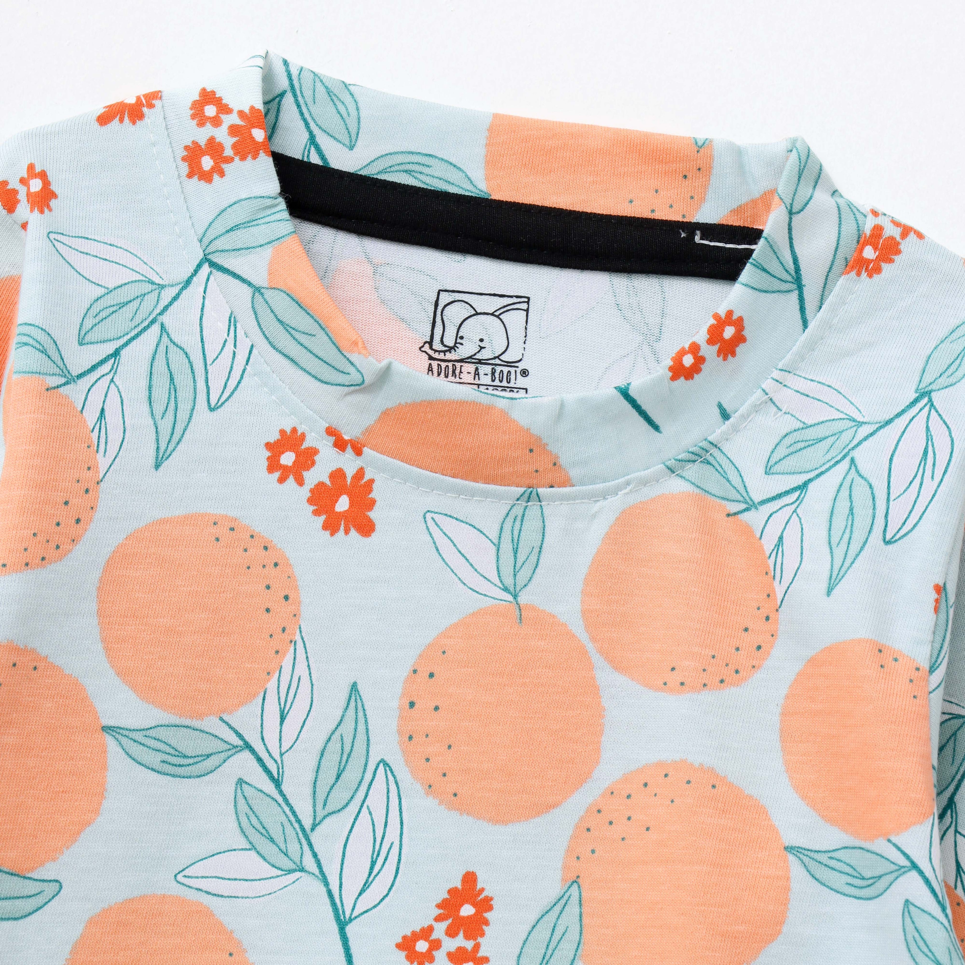 Sweet Orange Garden Print Kids Pyjama Sets